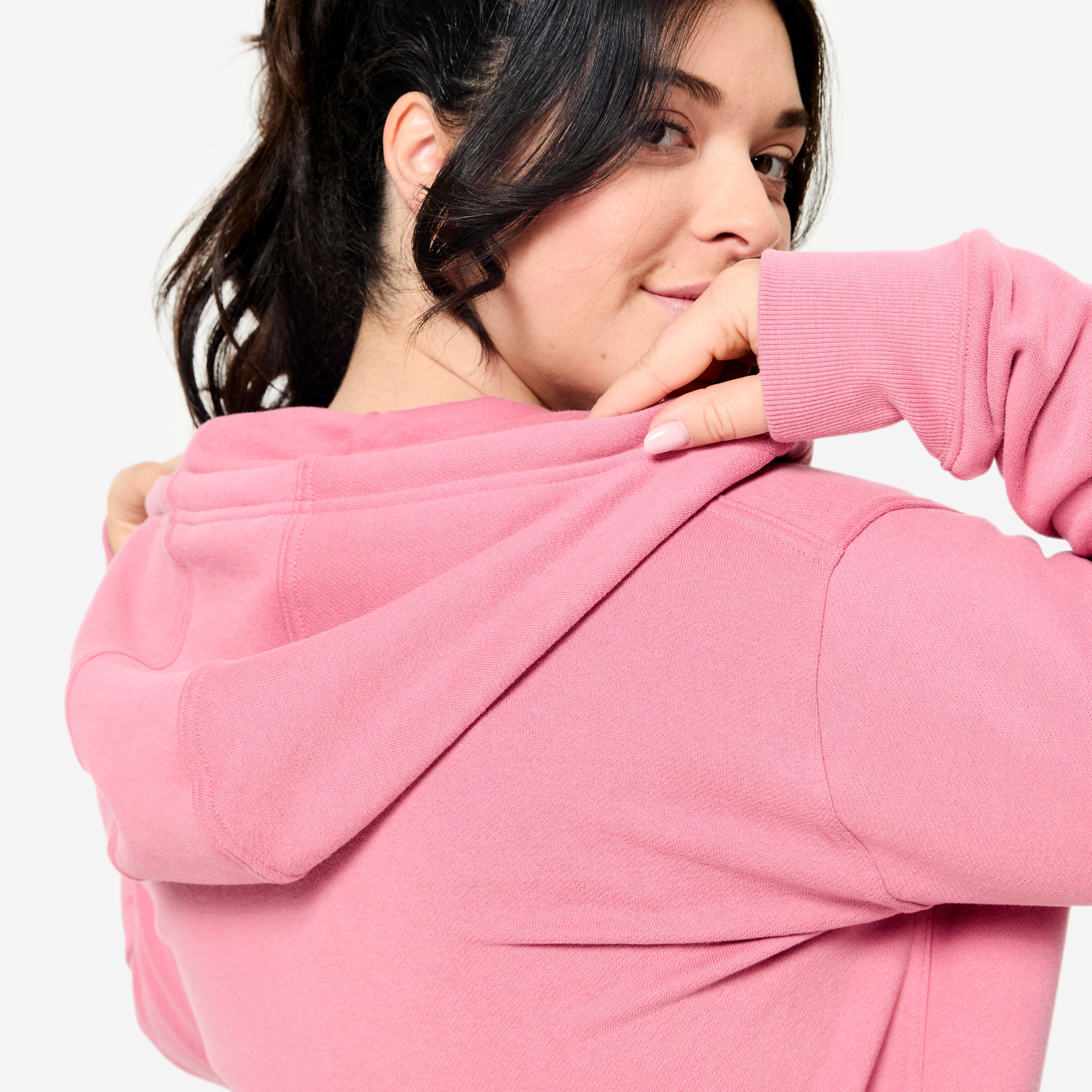 Women's Zip-Up Fitness Fleece Sweatshirt - Aged Pink