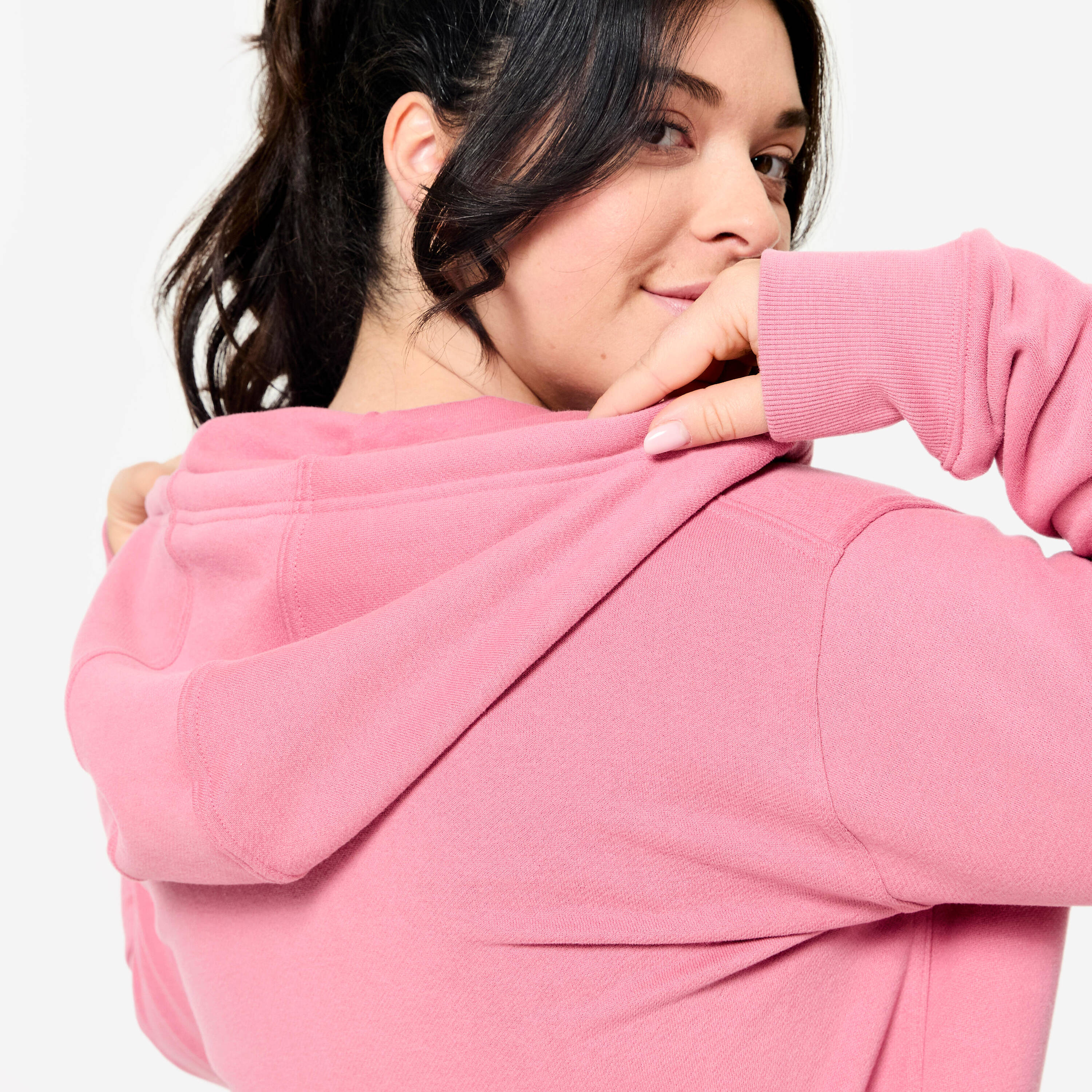 Women's Zip-Up Fitness Fleece Sweatshirt - Aged Pink -  5