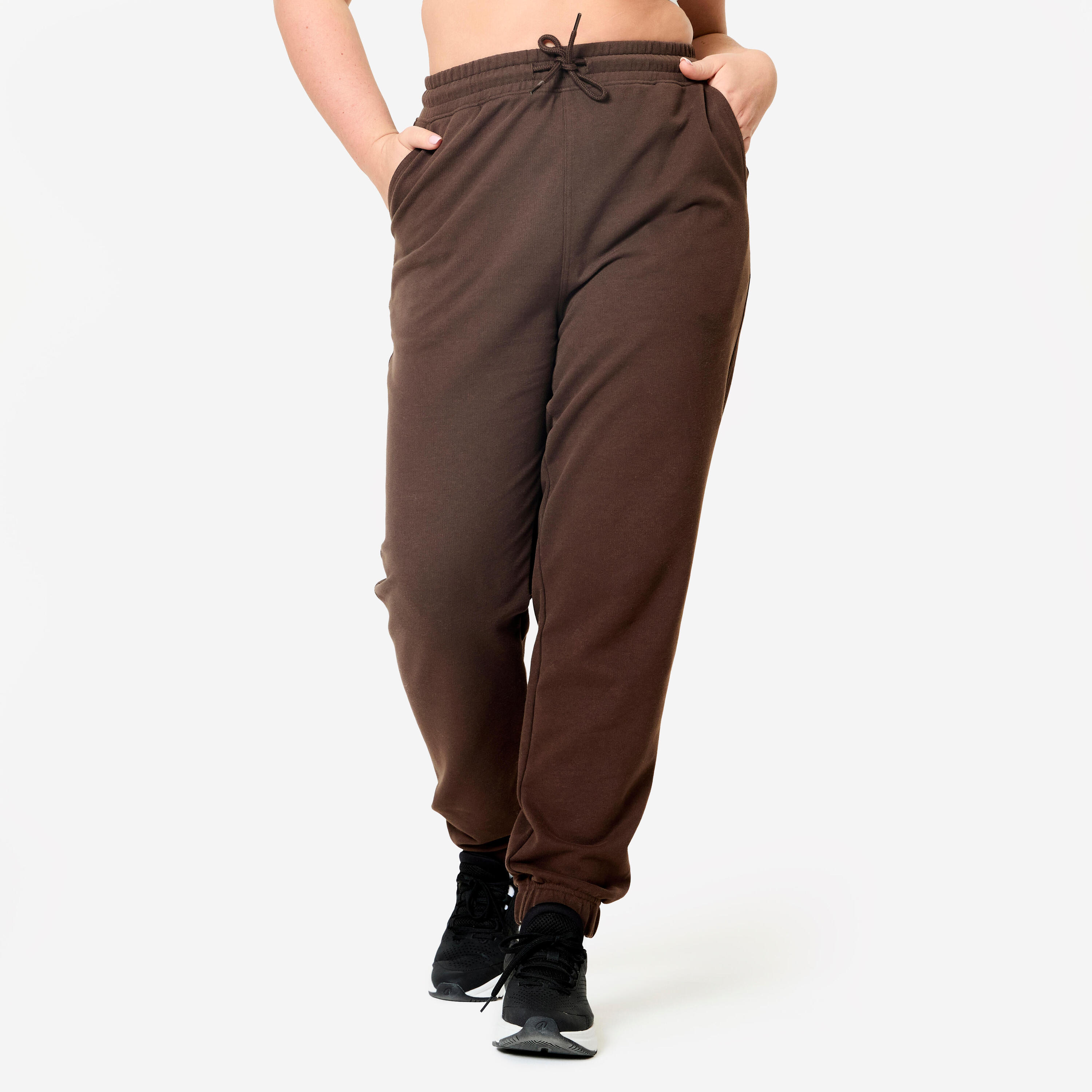 DOMYOS Damesjoggingbroek katoen bruin