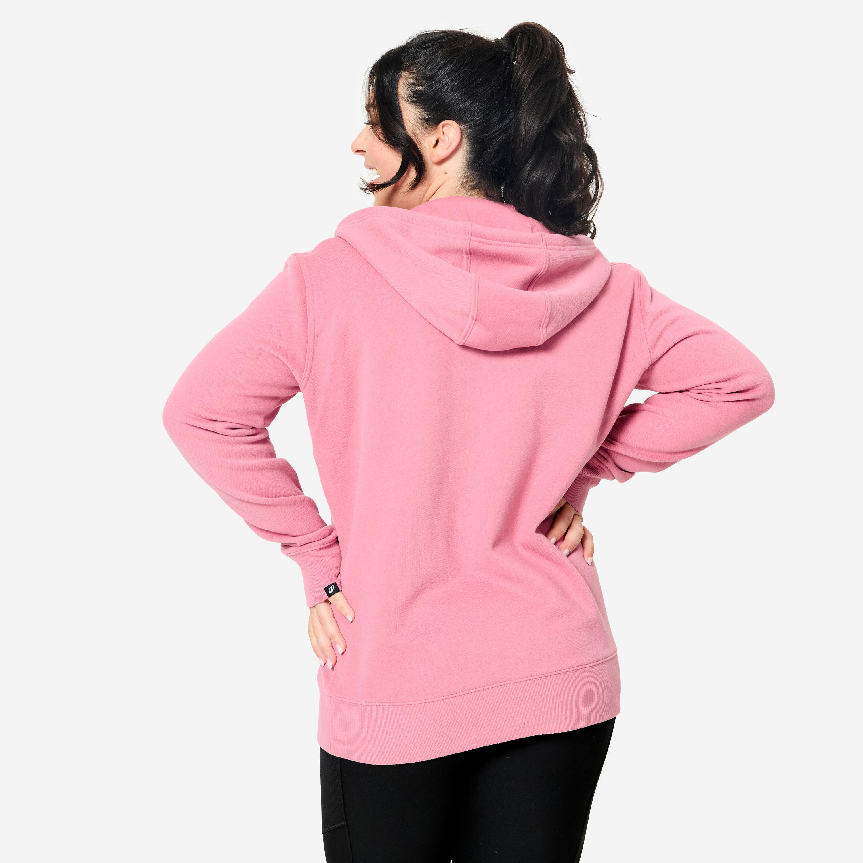 Fitness-Sweatshirt aus Fleece mit Zipper Damen, altrosa 3/7