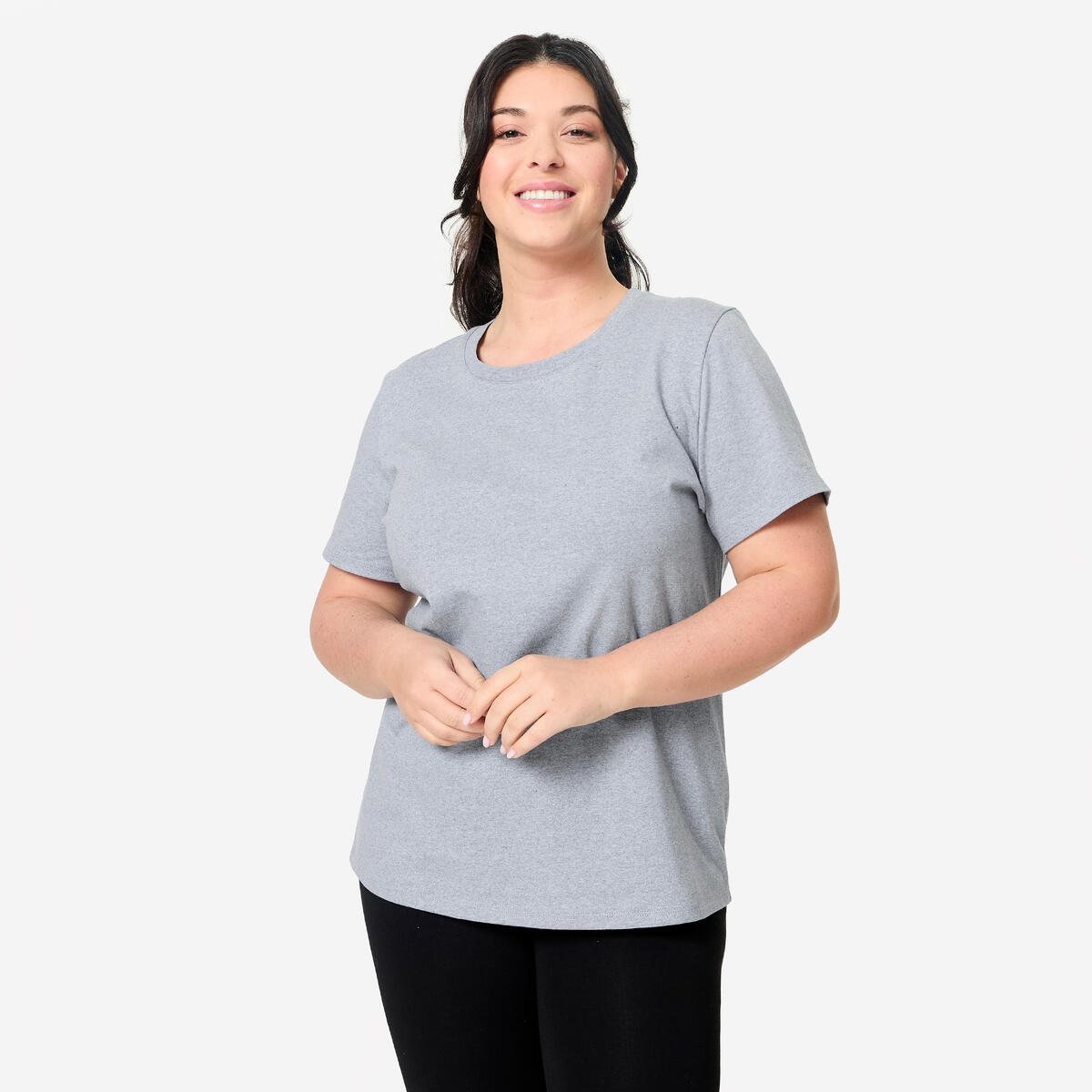 T-shirt fitness femme coton à partir de matière recyclée, bleu