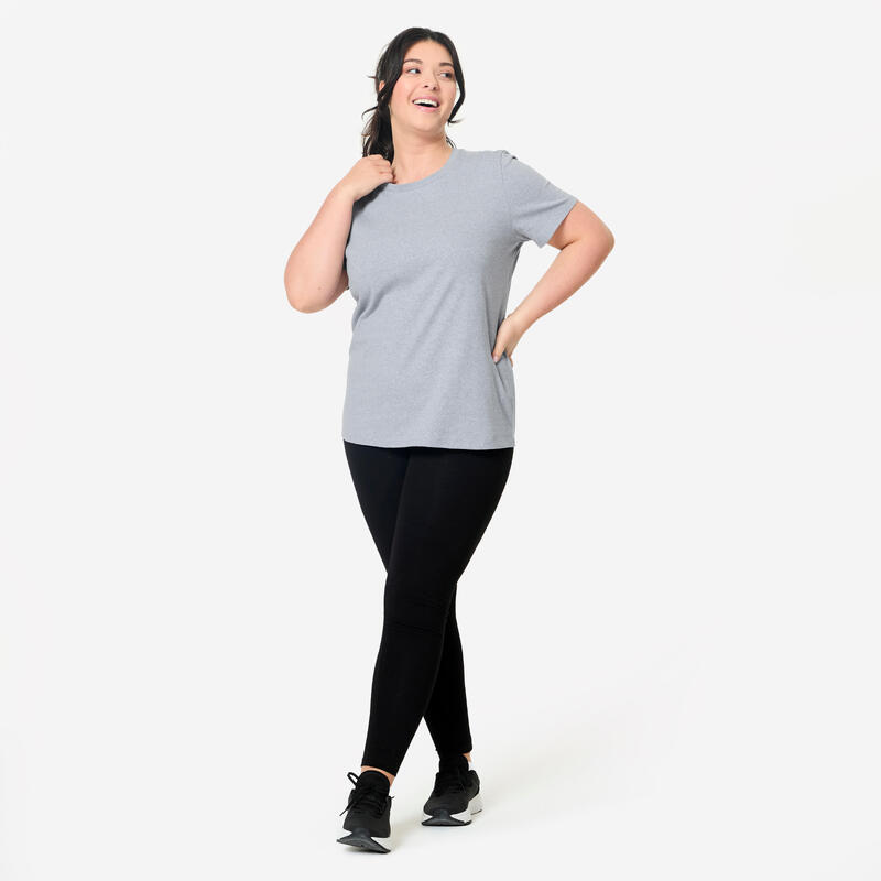T-shirt fitness femme coton à partir de matière recyclée, bleu