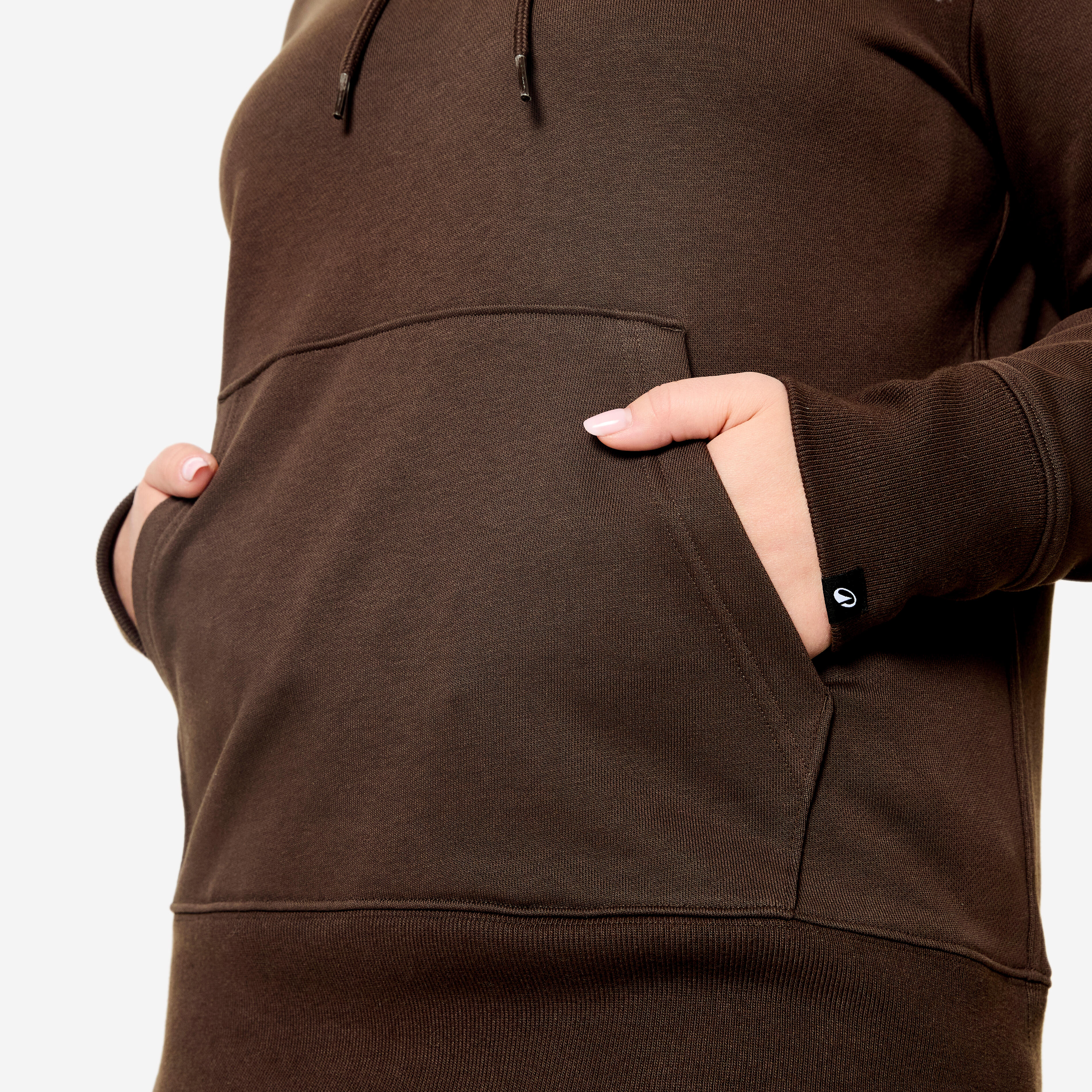 DOMYOS Dámska bavlnená mikina s kapucňou hnedá XL · záber 7