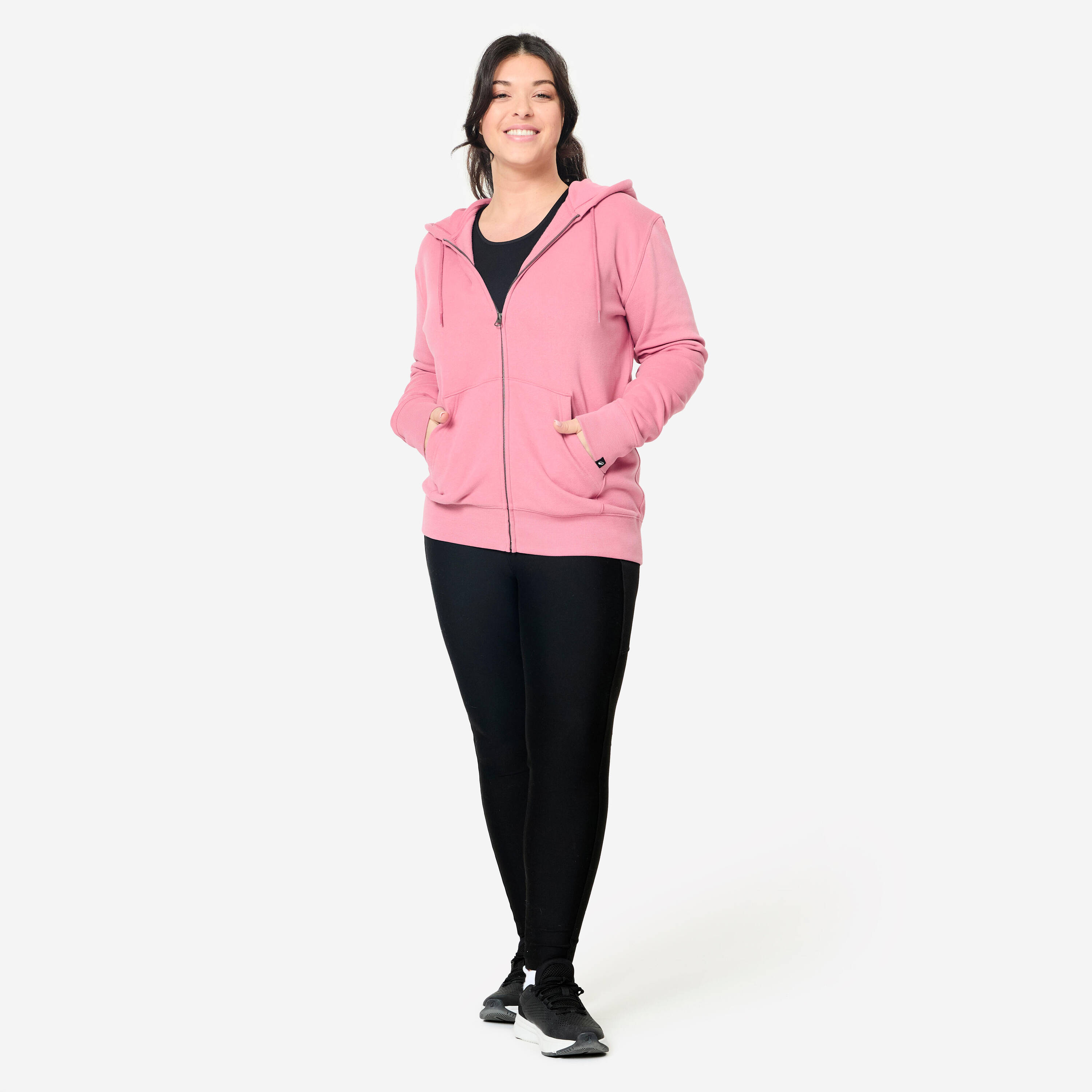 Women's Zip-Up Fitness Fleece Sweatshirt - Aged Pink -  3