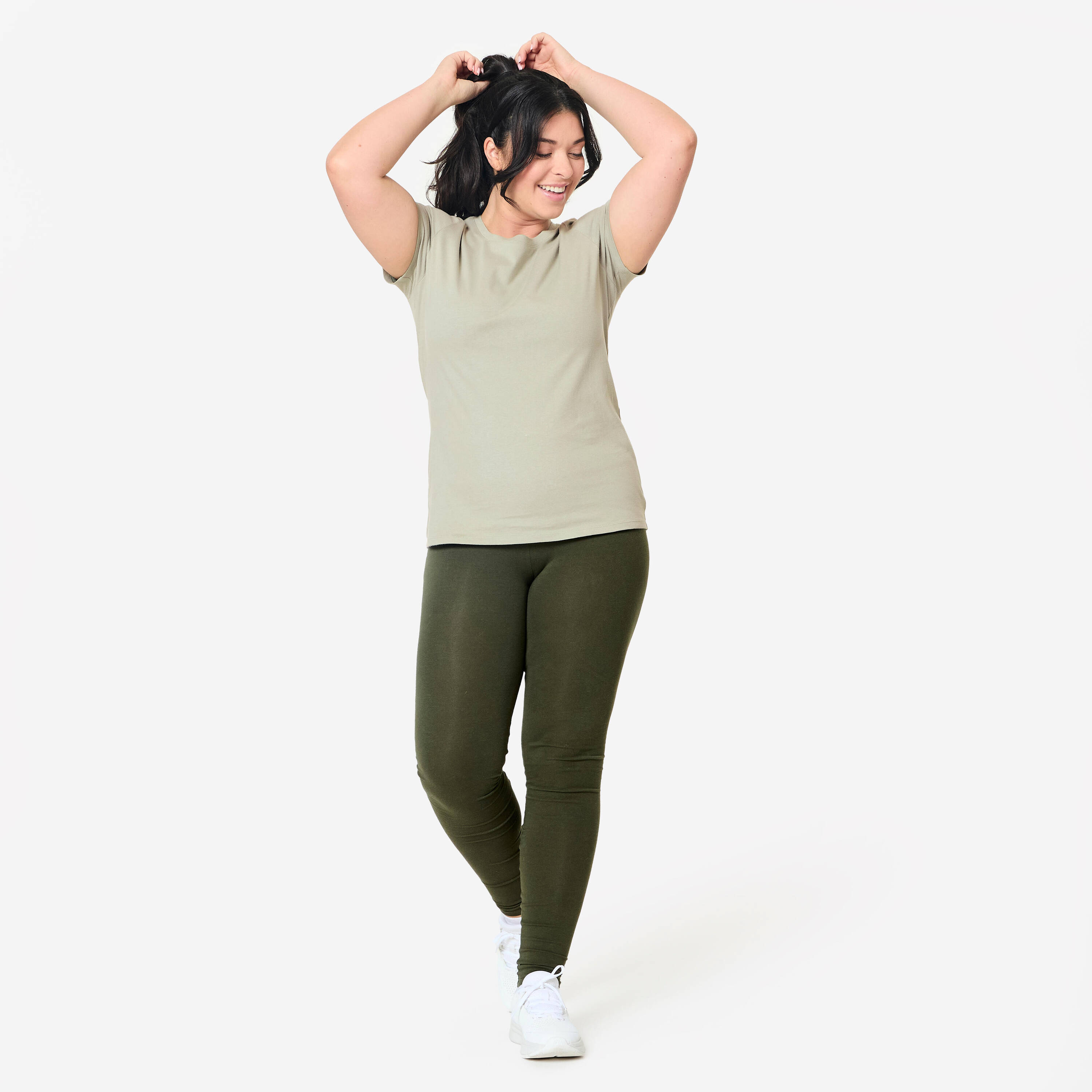 Women's Crew Neck Cotton T-Shirt - Sage Green -  3