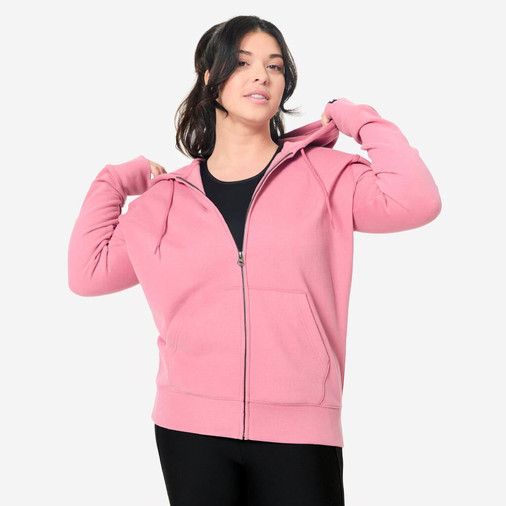 Kapuzenjacke Damen Sweatshirtstoff - altrosa 