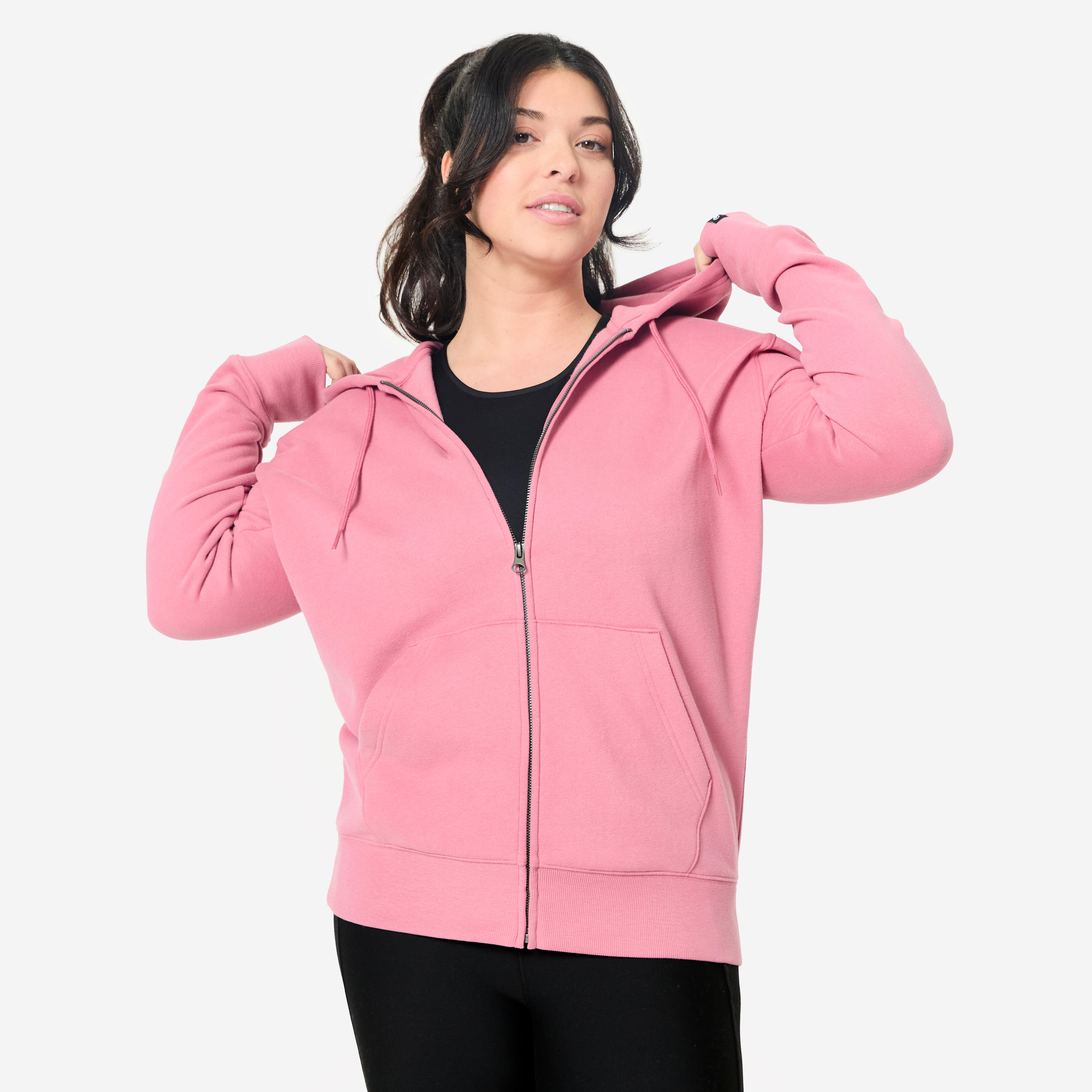 Women's Zip-Up Fitness Fleece Sweatshirt - Aged Pink