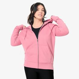 Sweat zippé fitness en molleton femme, vieux rose