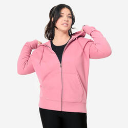 Sweat zippé fitness femme, gris ardoise