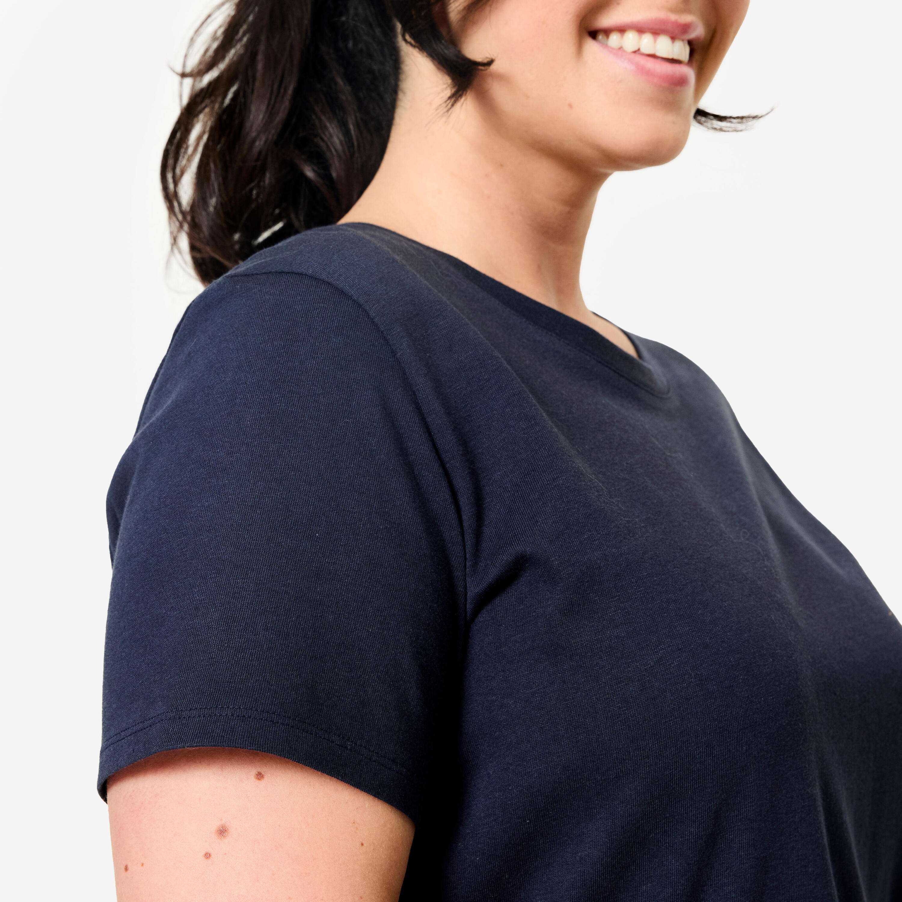 Tee-shirt en coton col rond femme, bleu foncé 5/6
