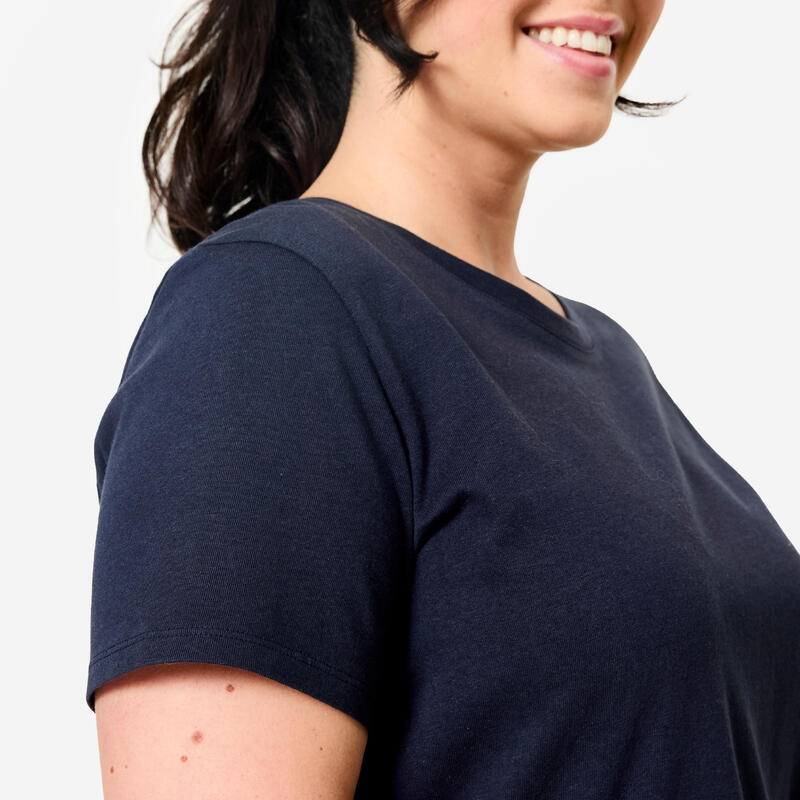 Tricou bumbac guler rotund Albastru Damă