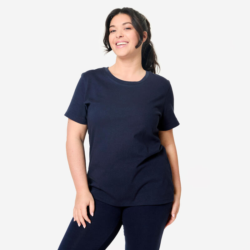 Tee-shirt en coton col rond femme, blanc