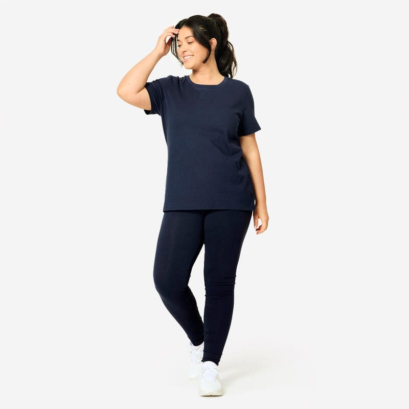 Tricou bumbac guler rotund Albastru Damă