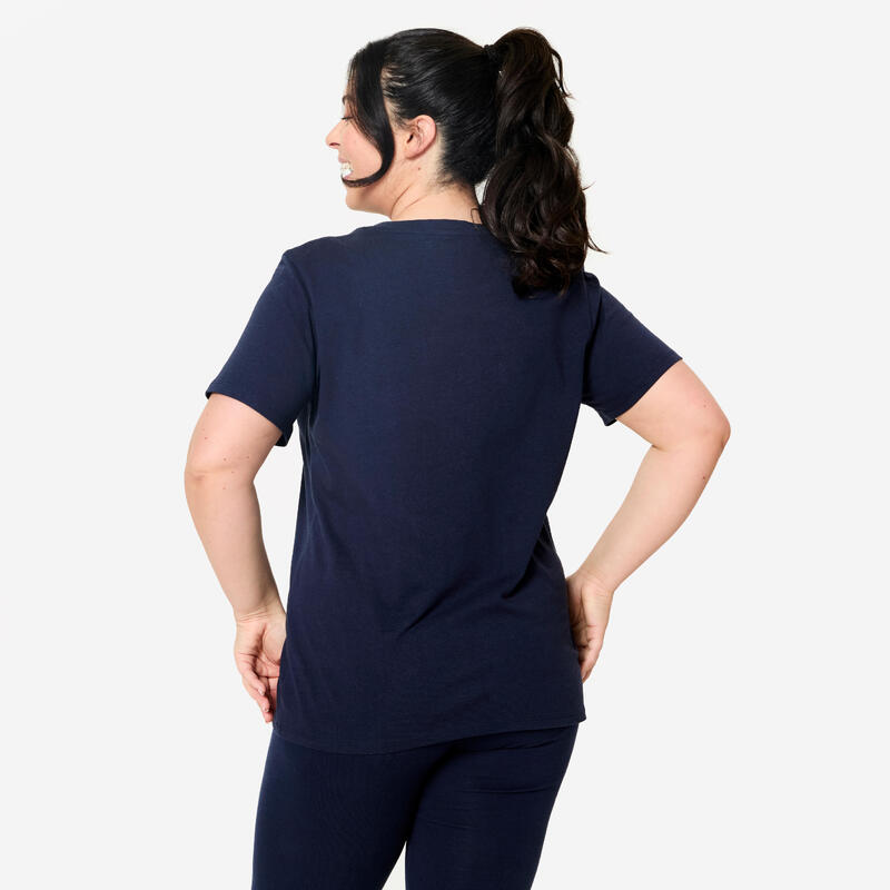 Tricou bumbac guler rotund Albastru Damă