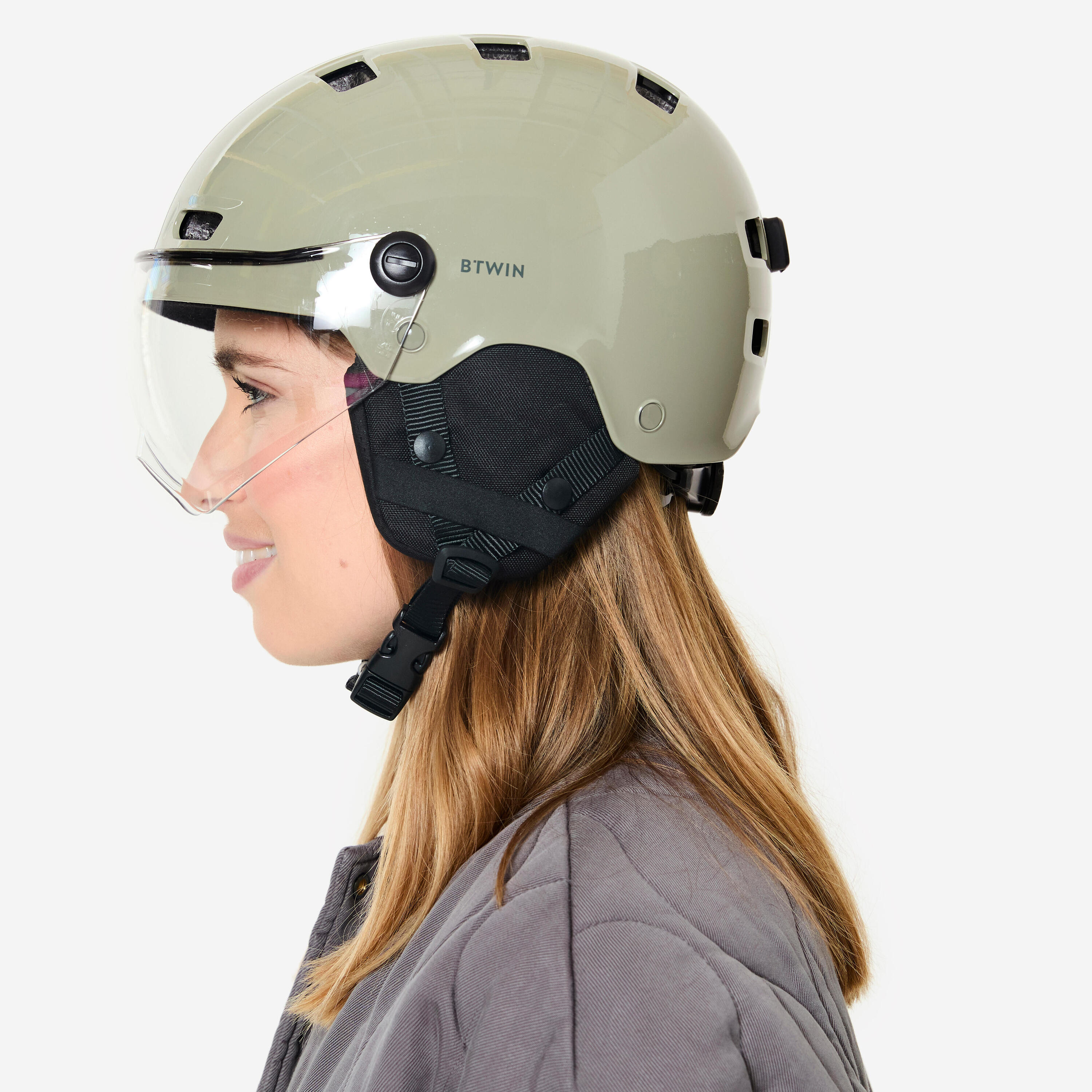 Velohelm City mit Visier - CBH 580 grün glänzend 4/7