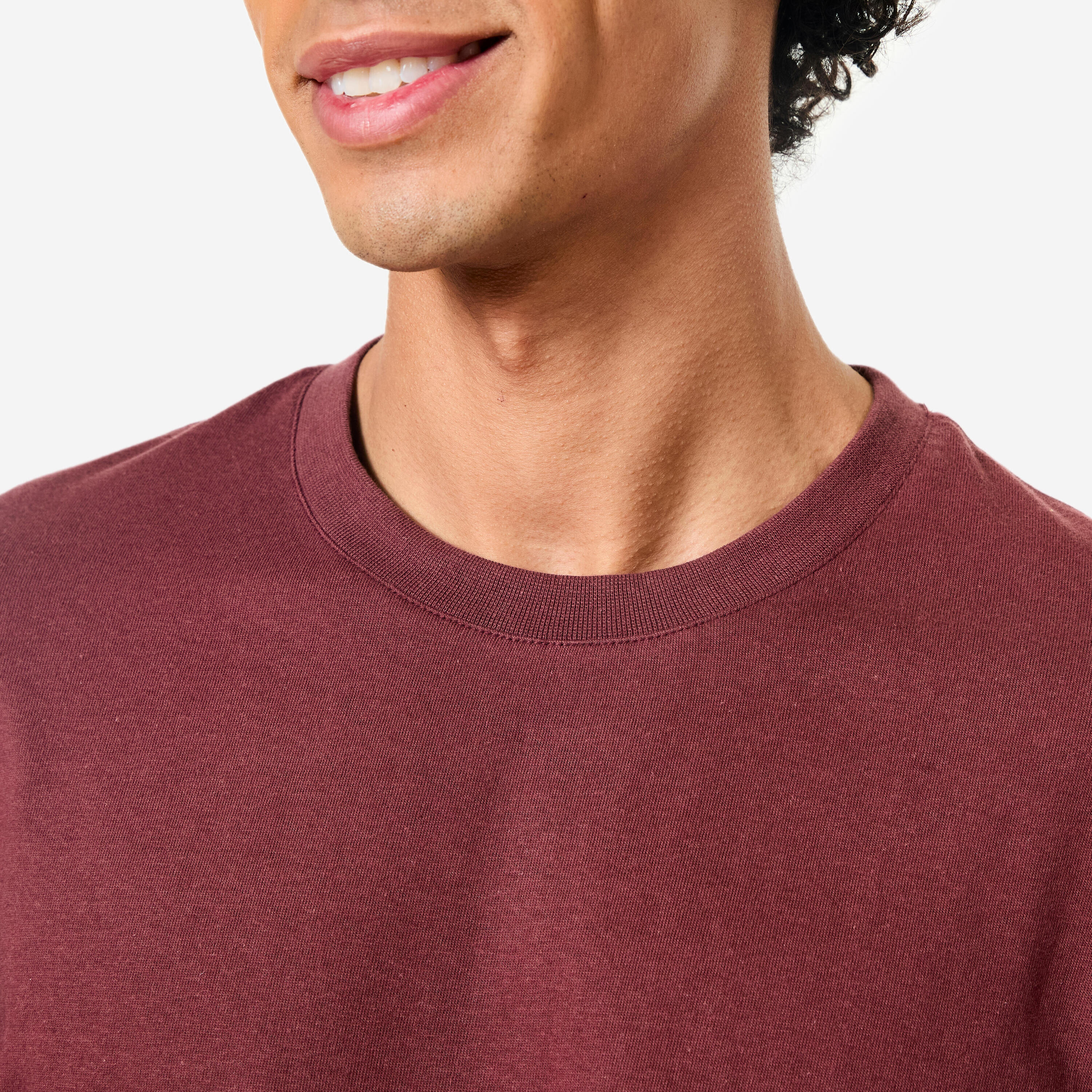 Fitness-T-Shirt mit Rundhals für Herren, kurzarm, bordeauxviolett 4/8