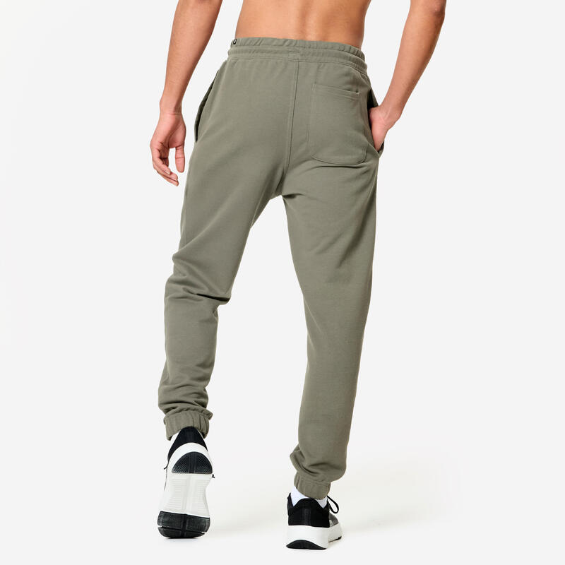 Pantalon de trening 500 Regular Fitness Essentials verde, kaki Bărbați