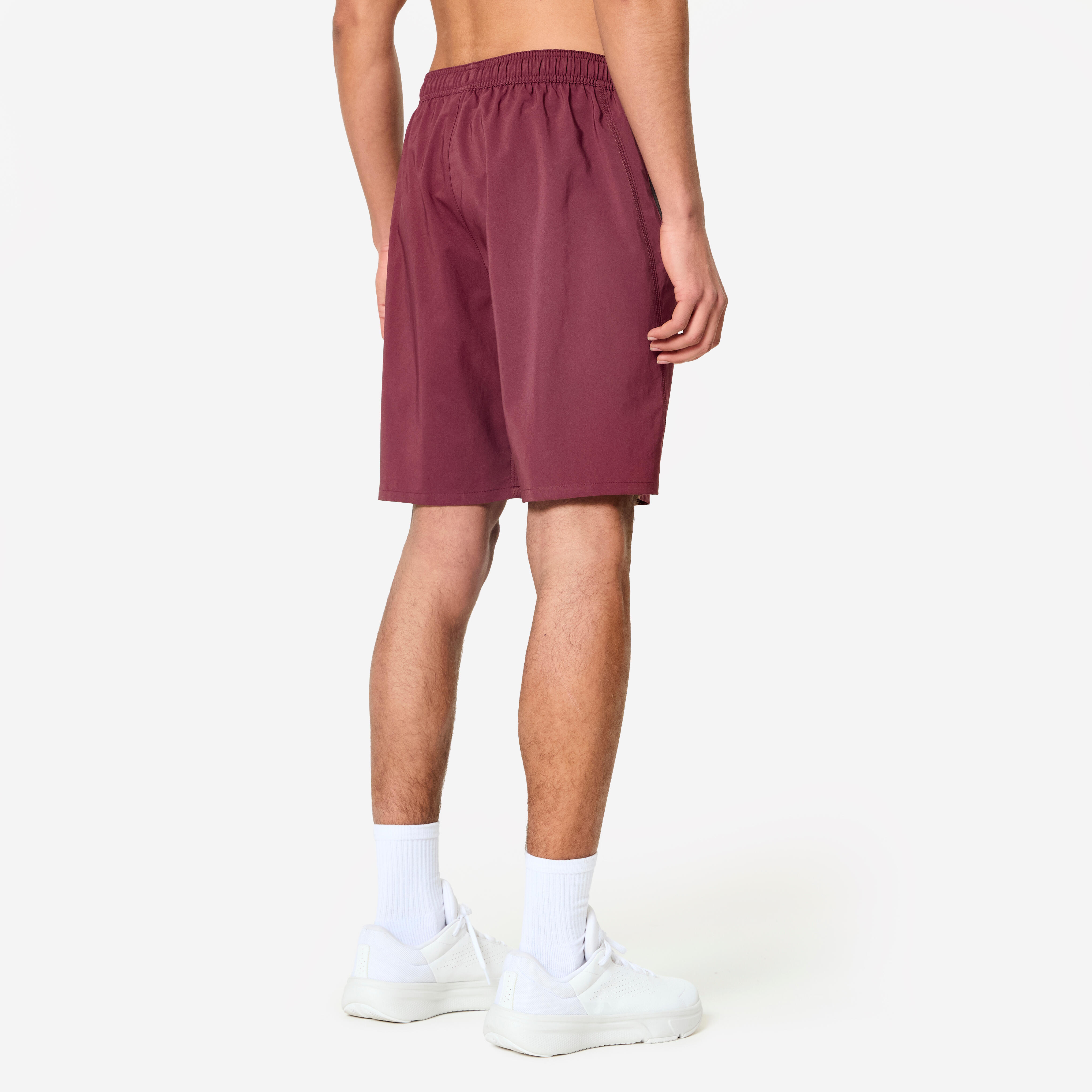 Men Gym Shorts Stretchable, Quick Dry with Zip Pockets  - Burgundy Purple