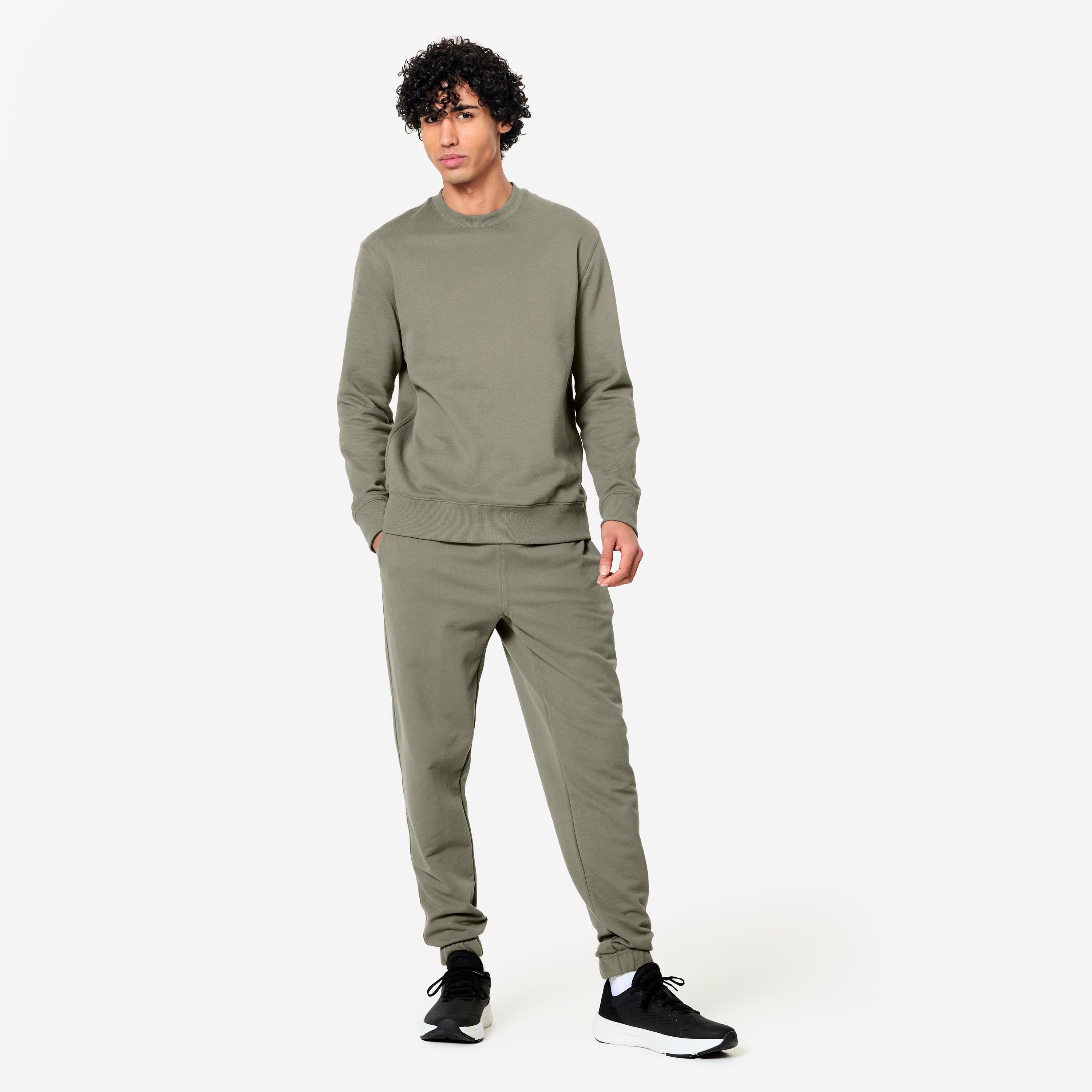 Pantalon de trening 500 Regular Fitness Essentials verde, kaki Bărbați 9/17