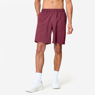 Fitness-short met zakken voor heren paars/bordeaux