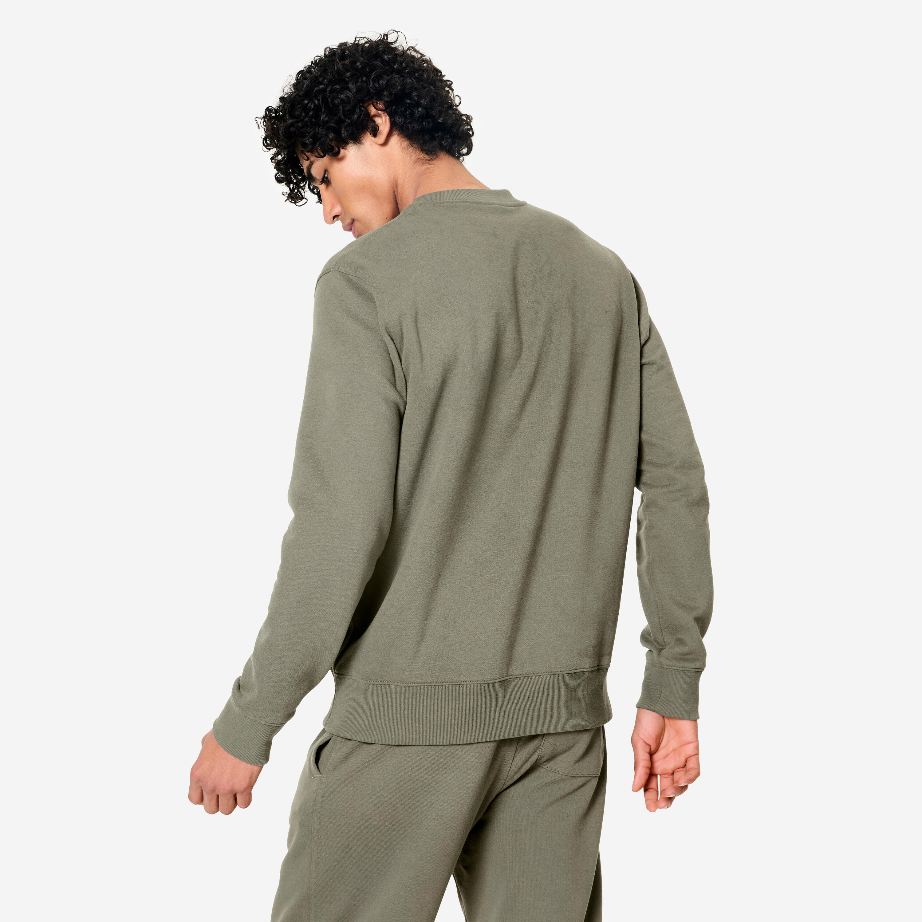 Sweat chaud en molleton homme, kaki 3/7