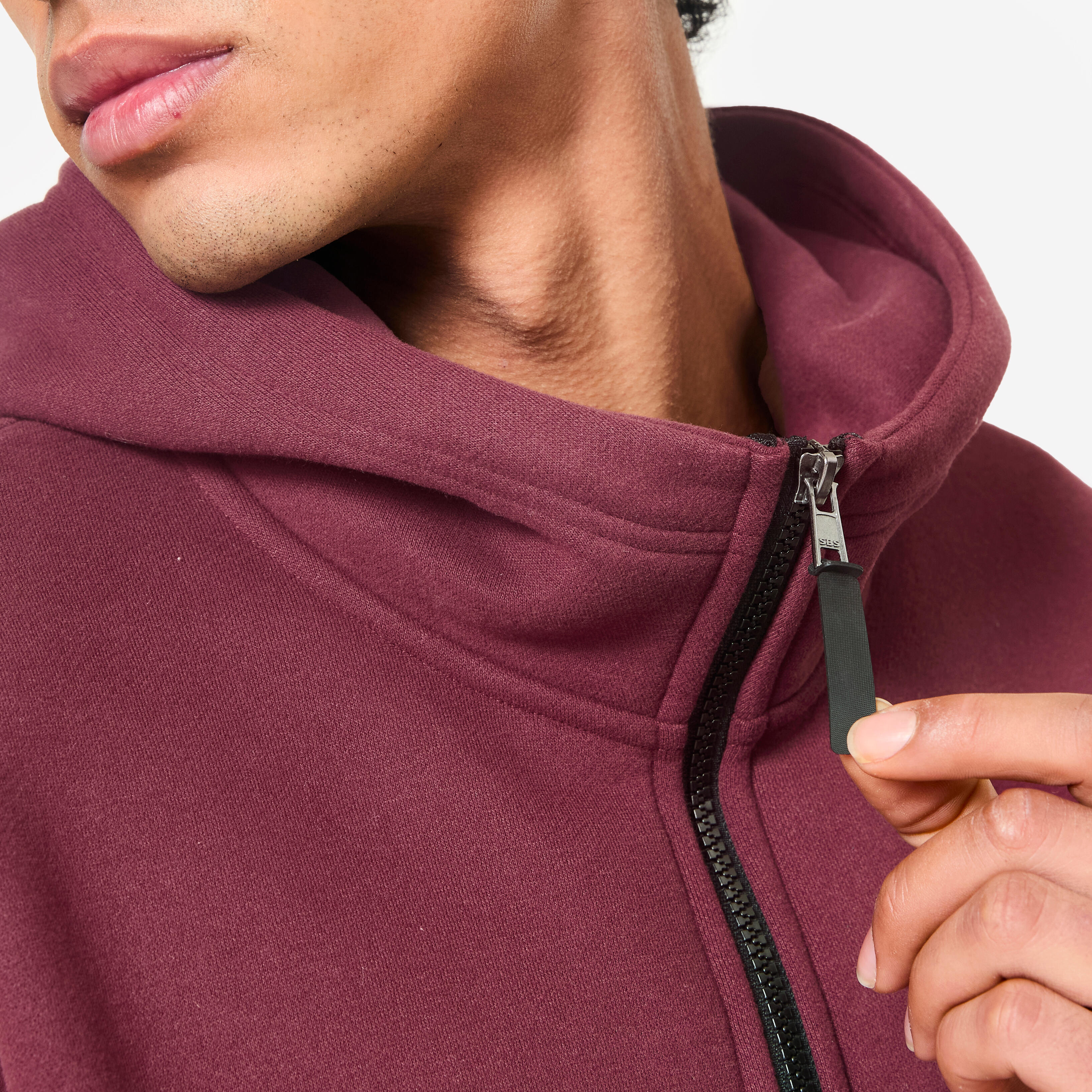 Men's Zip-Up Fitness Hoodie - Purple/Burgundy