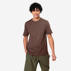 Camiseta manga corta Fitness 100% algodón Hombre marrón