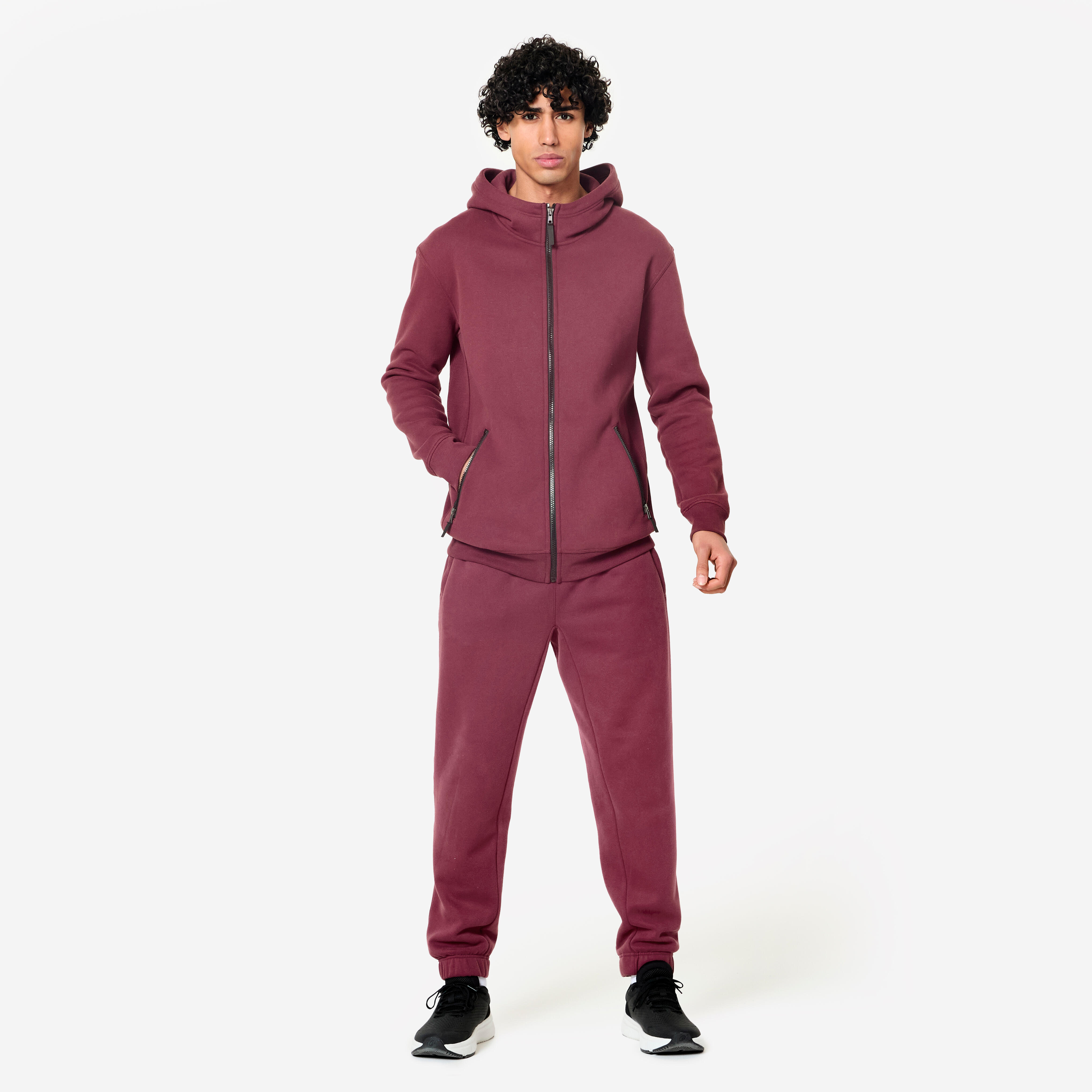 Men's Zip-Up Fitness Hoodie - Purple/Burgundy