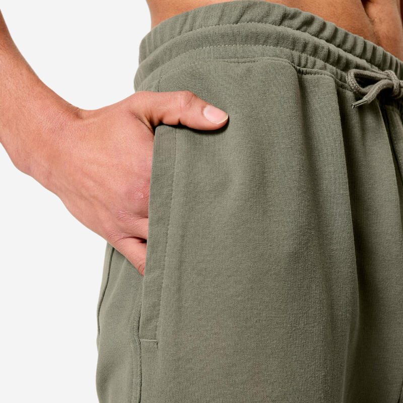 Pantalon de trening 500 Regular Fitness Essentials verde, kaki Bărbați