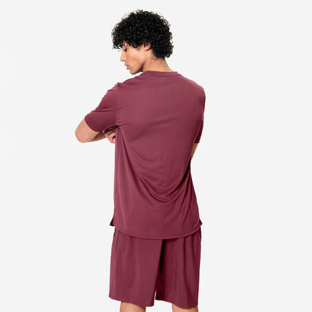 Футболка чоловіча для фітнесу фіолетова/бордова