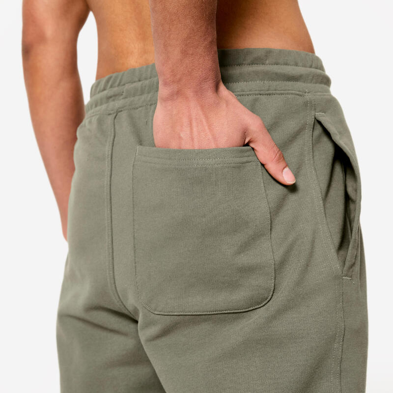 Pantalon de trening 500 Regular Fitness Essentials verde, kaki Bărbați