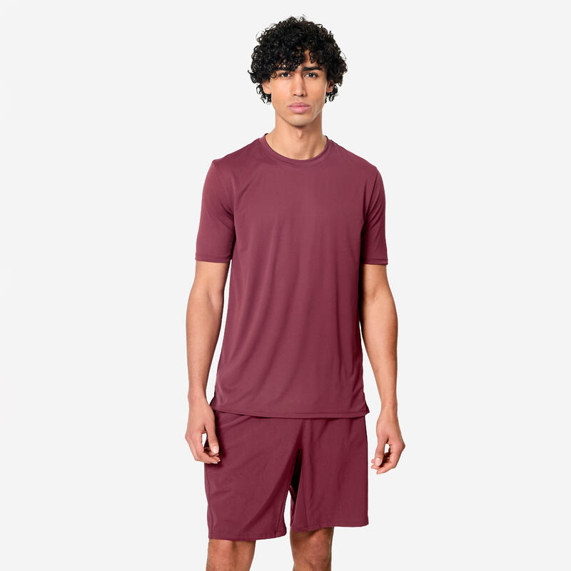 Tricou fitness respirant, guler rotund mov Bărbați