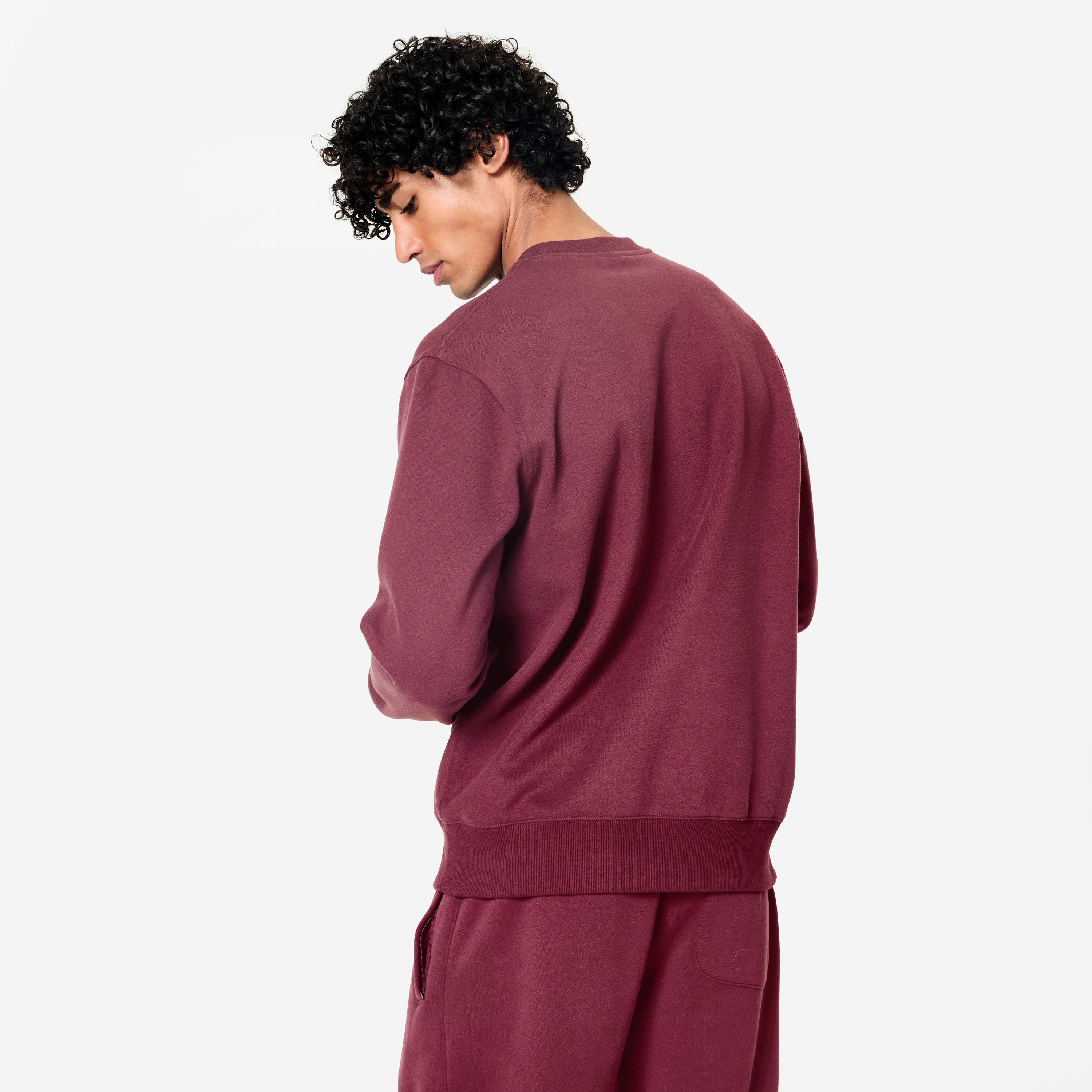 Men's Warm Fleece Sweatshirt - Purple/Burgundy -  4