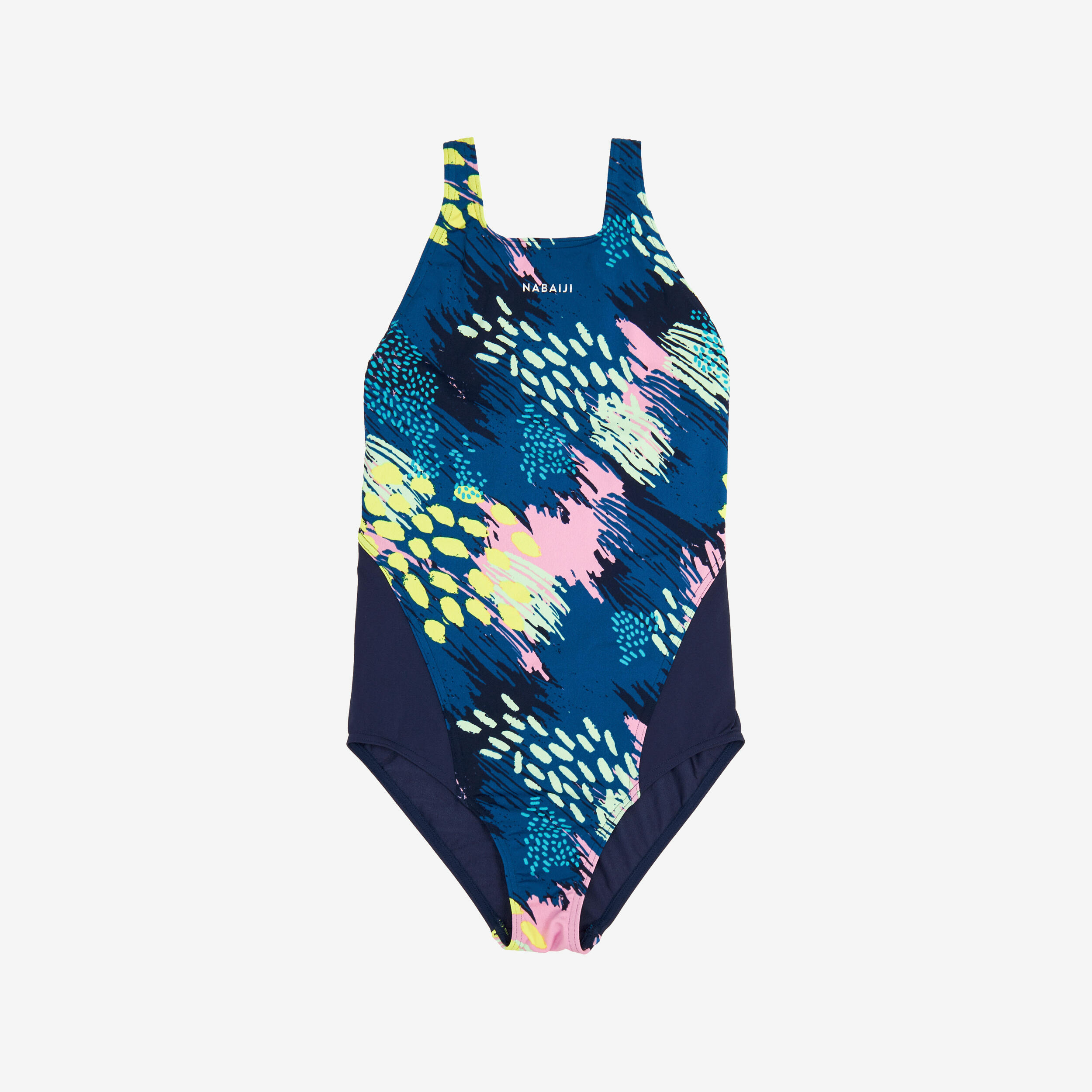 Meisjes badpak 500 Kamiye donkerblauw 2/5