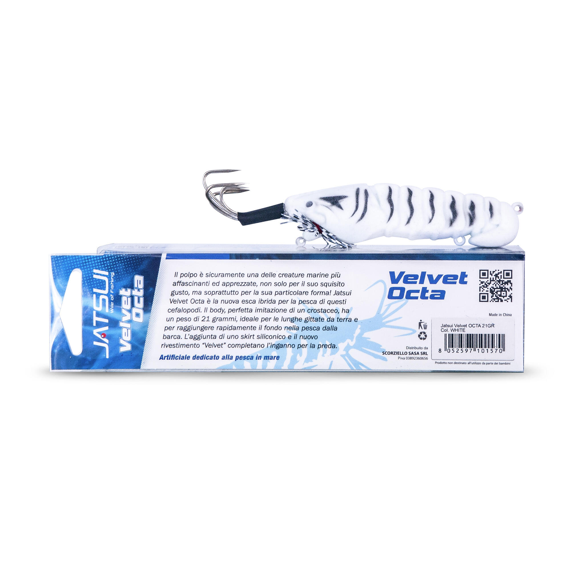 Polpara pesca al polpo tako eging Jatsui Velvet Octa bianca 2/5