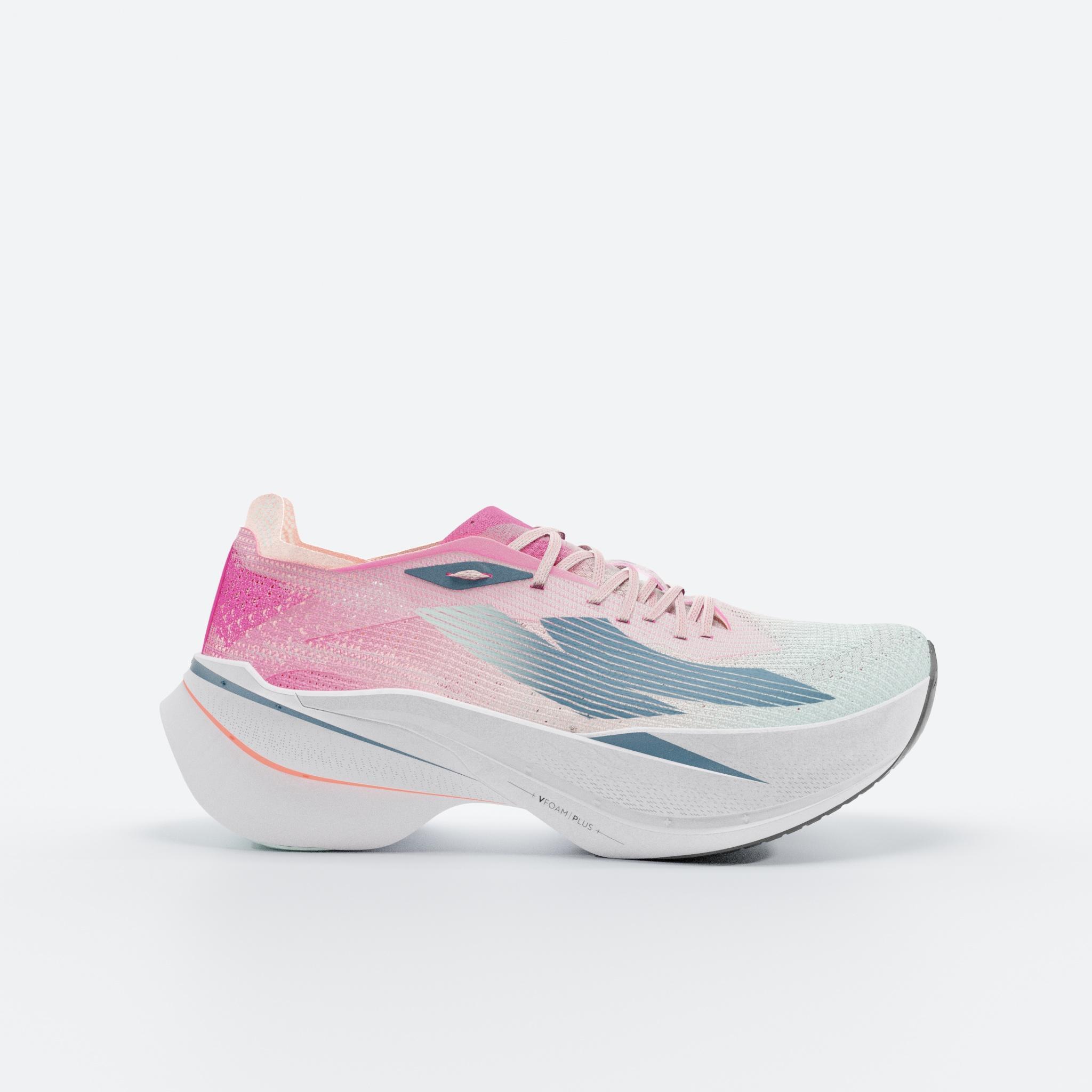Chaussures de Running à plaque Carbone Femme, KIPRUN KD900X LD+, rose clair