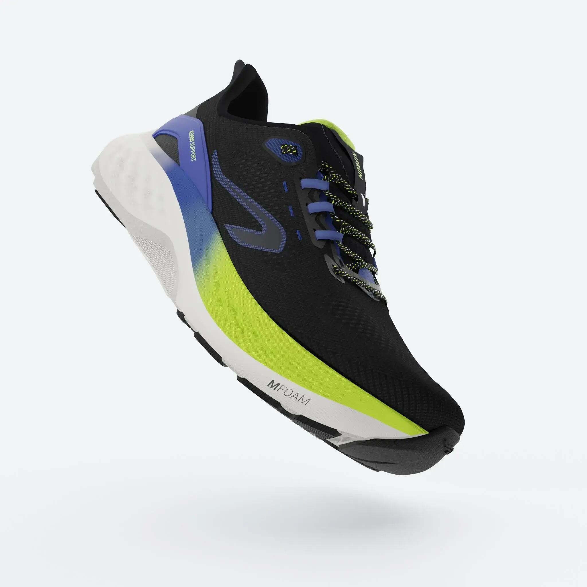Men's road running shoes - Kiprun KS900 Support - Black/ Blue/ Yellow -  3