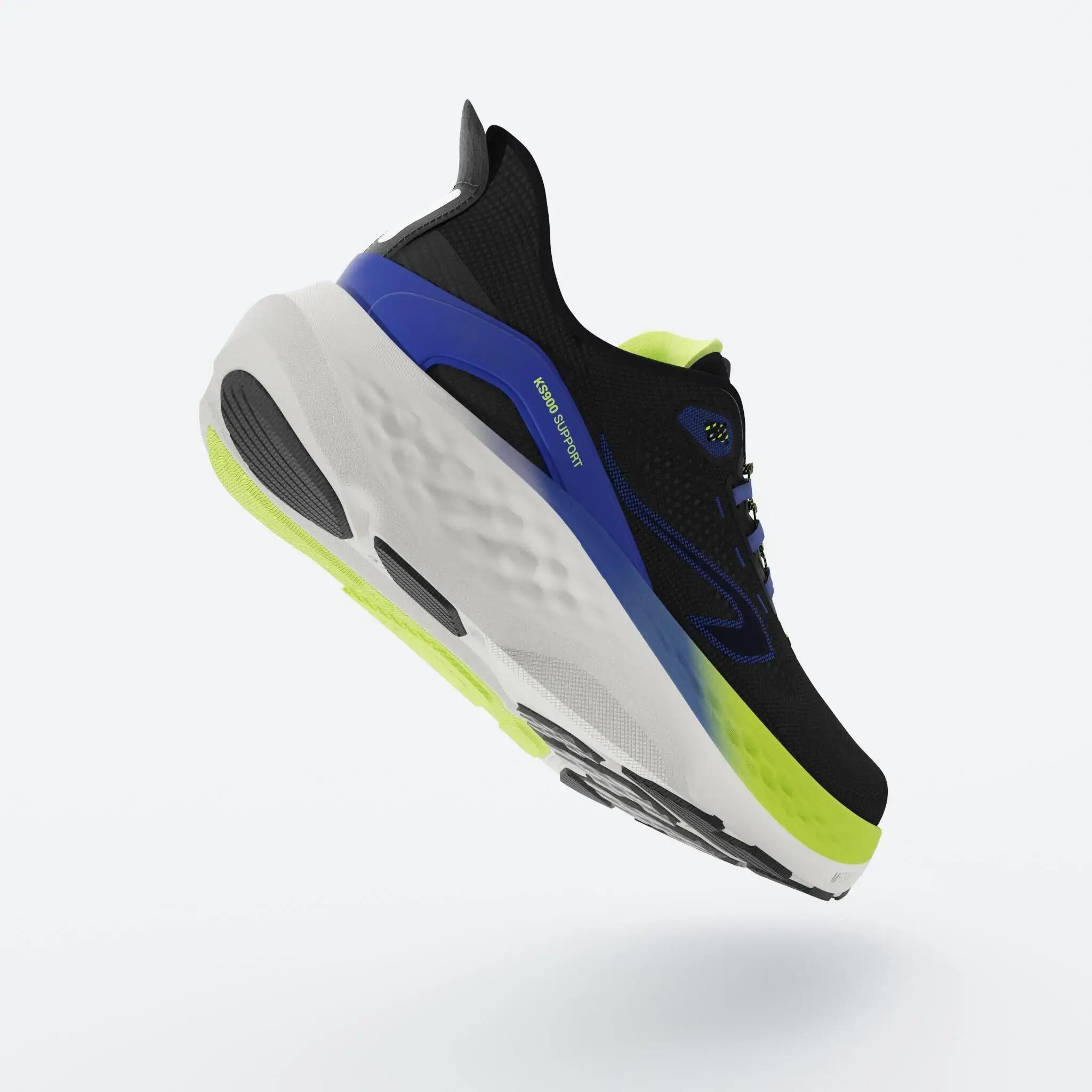 Men's road running shoes - Kiprun KS900 Support - Black/ Blue/ Yellow -  2