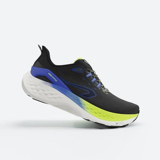 Zapatillas running carretera Hombre - Kiprun KS900 Support Negro Azul Amarillo