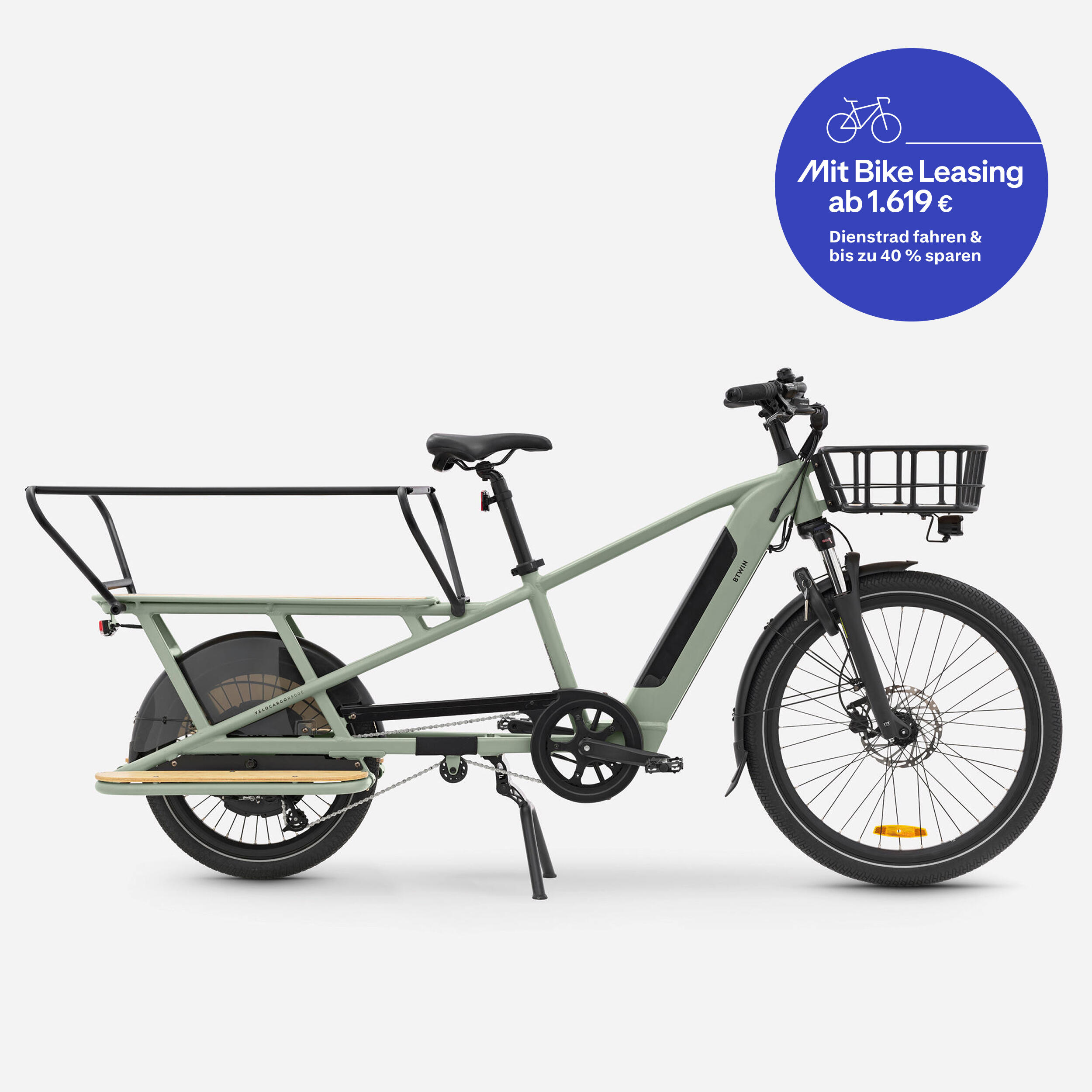 E-Lastenfahrrad Cargobike R500E Longtail hellgrün  2/29