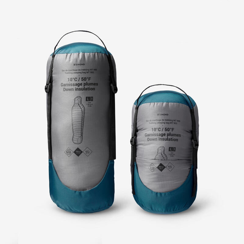 Sac de dormit de trekking 10°C din puf, ușor și compact, MT900