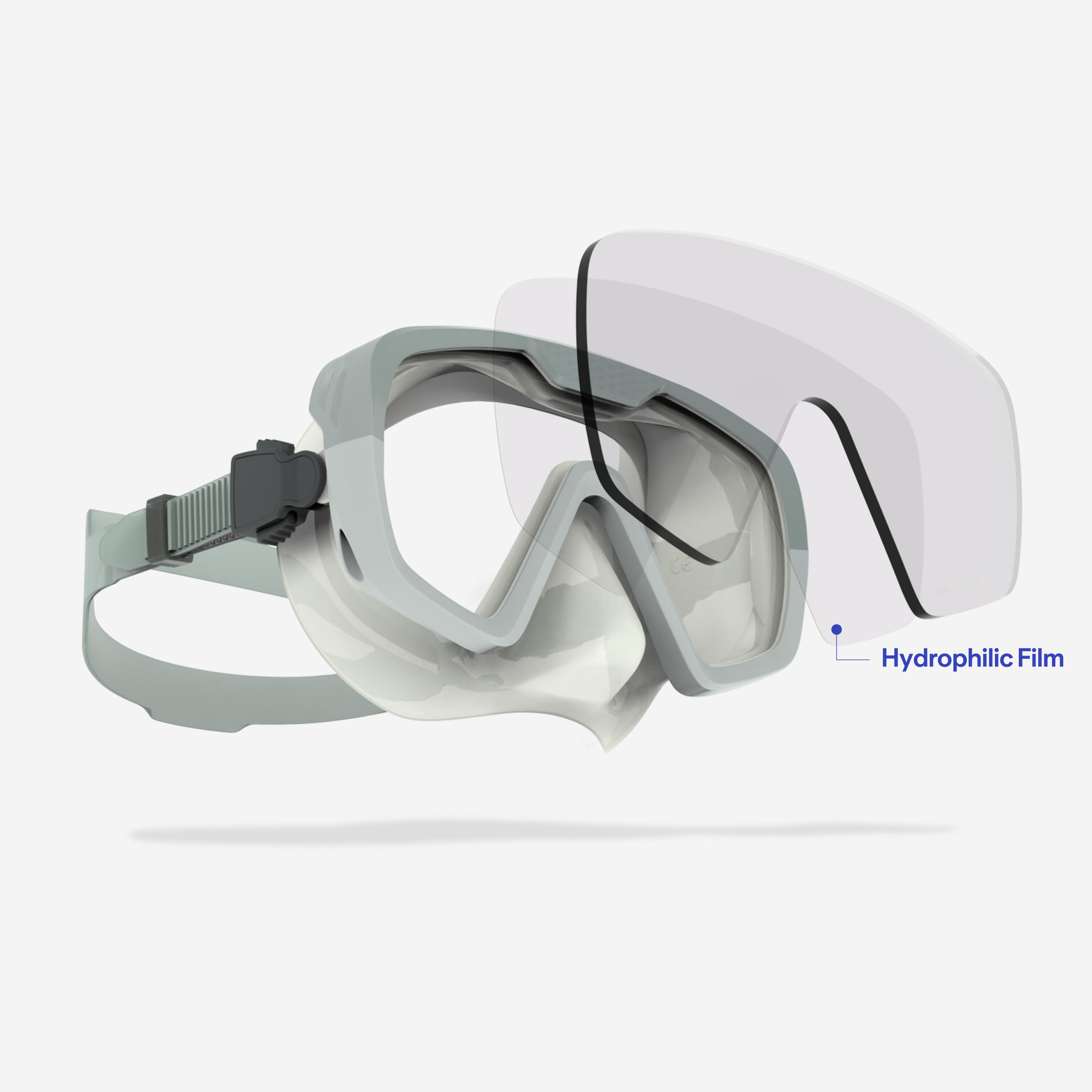 Maschera subacquea 100 MONO antiappannante silicone verde 3/10