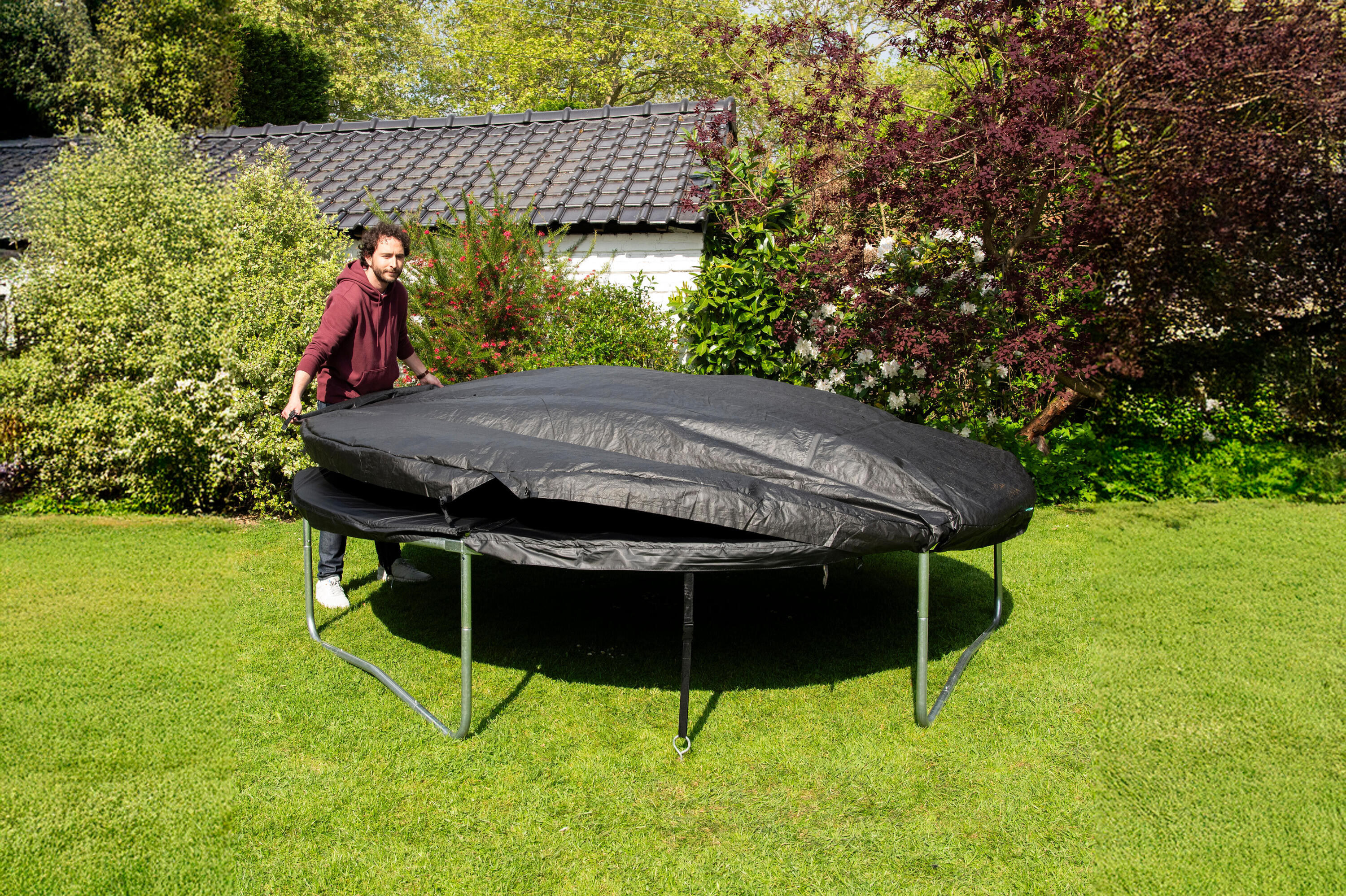 Schutzplane für Trampolin 300 mit Wasserableitung 8/11
