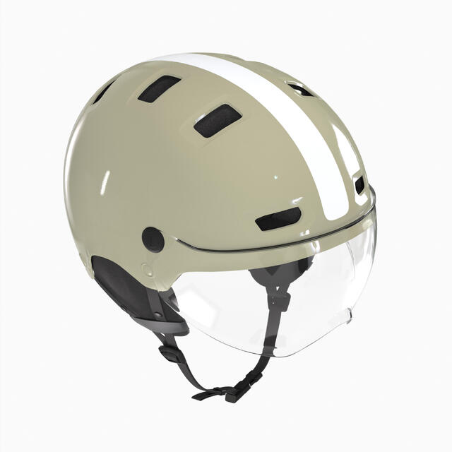 Casque vélo ville avec visière - cbh 580 vert brillant