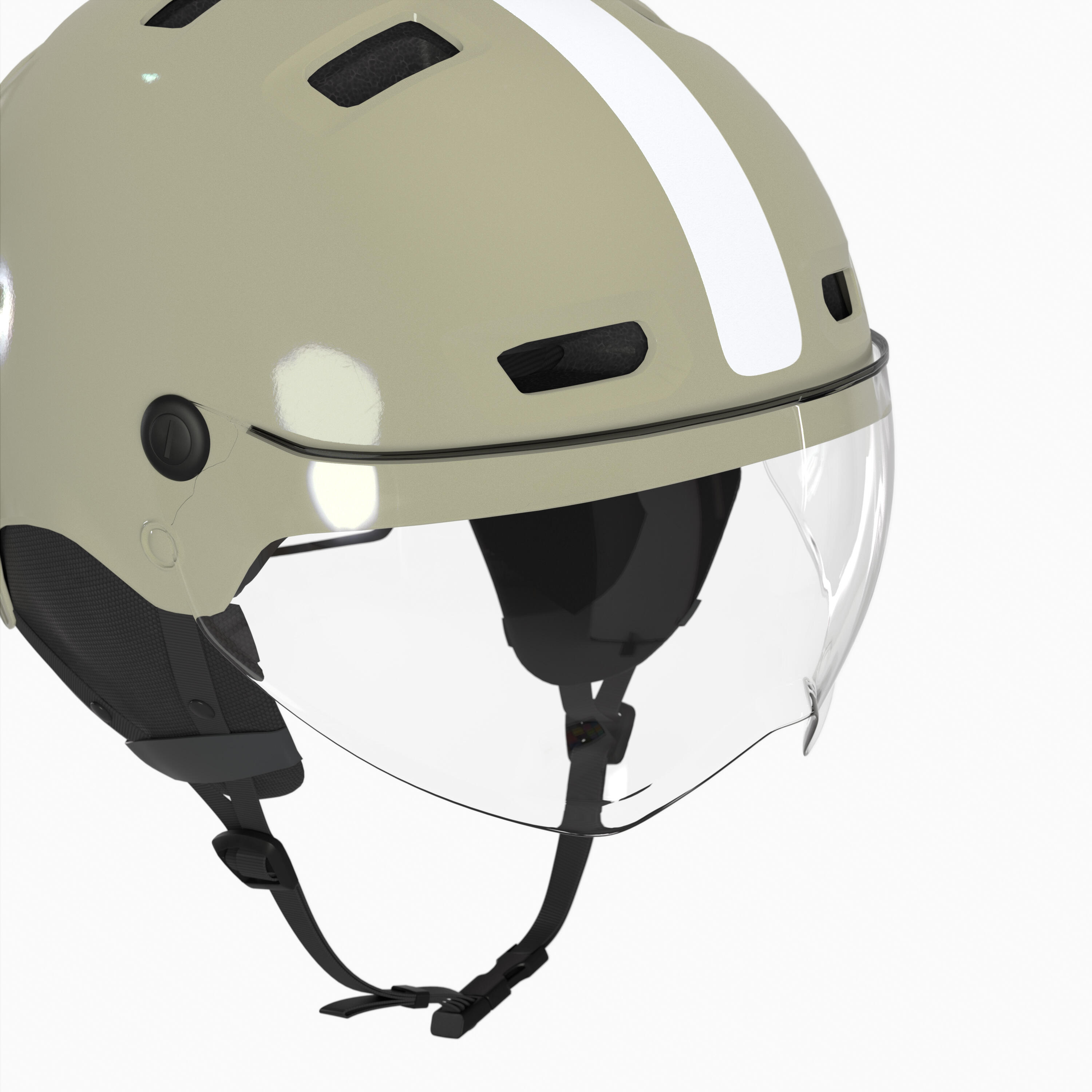 Casco bici città adulto 580 con visiera, verde lucido