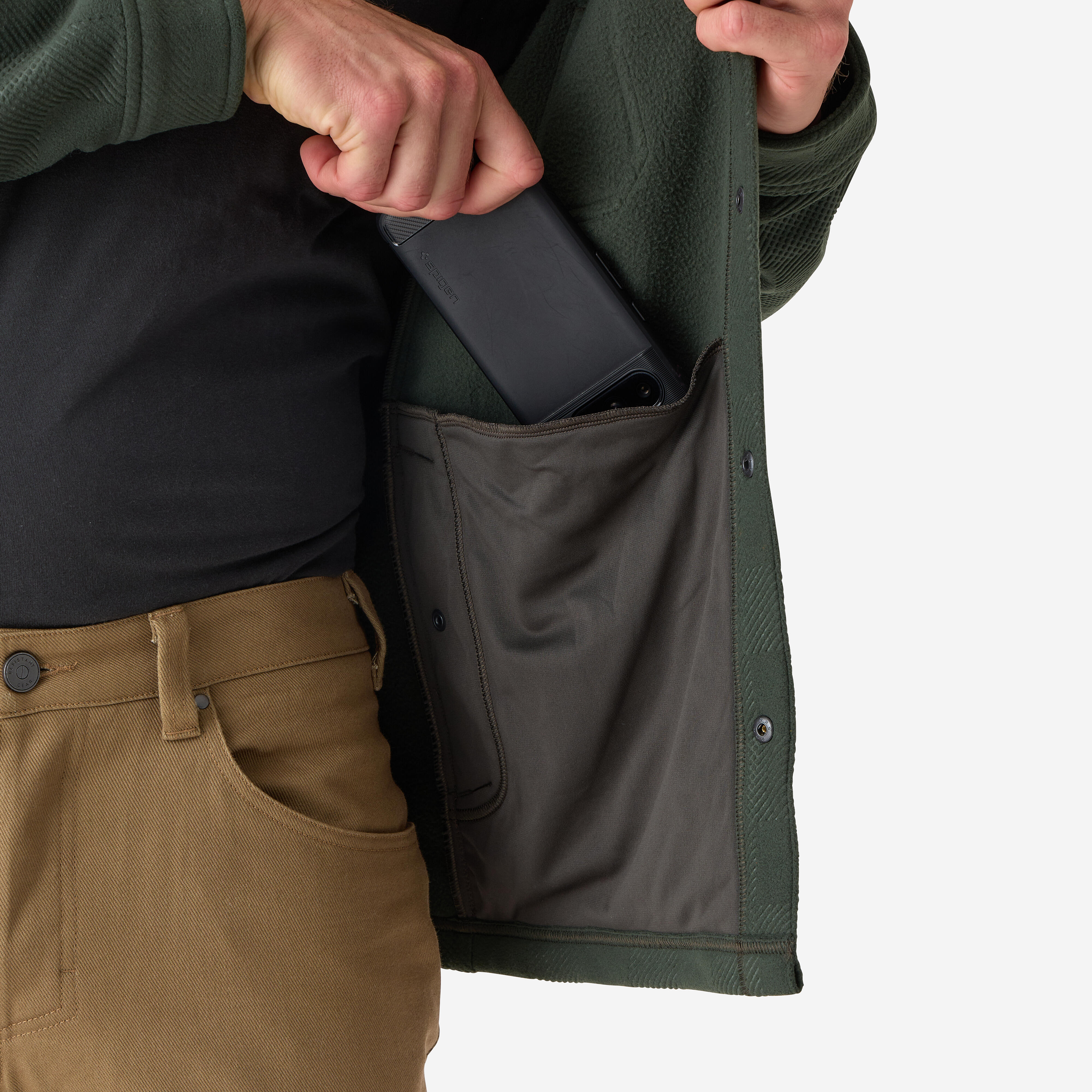 Surchemise de chasse en polaire homme, 100 vert - SOLOGNAC