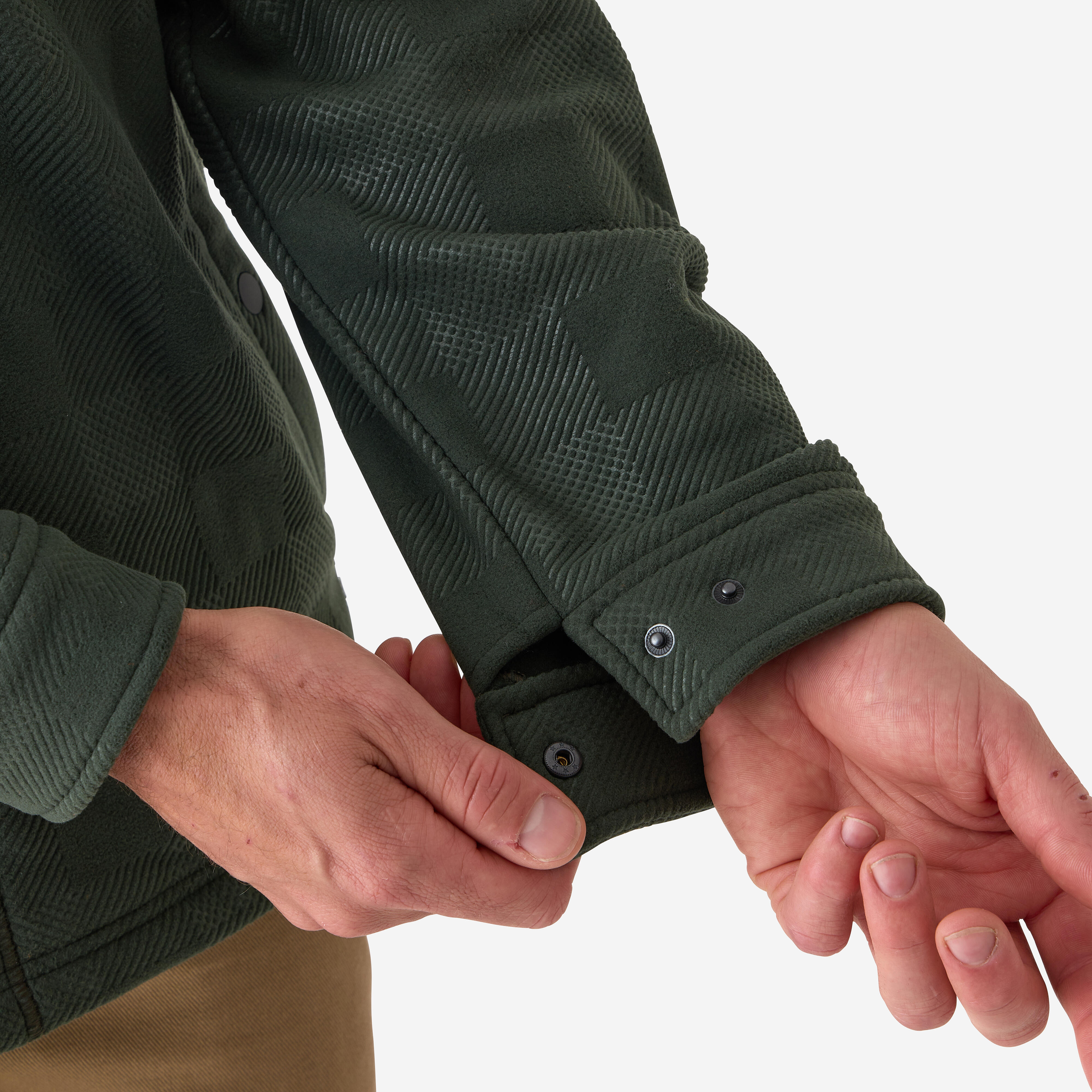 Surchemise de chasse en polaire homme, 100 vert - SOLOGNAC