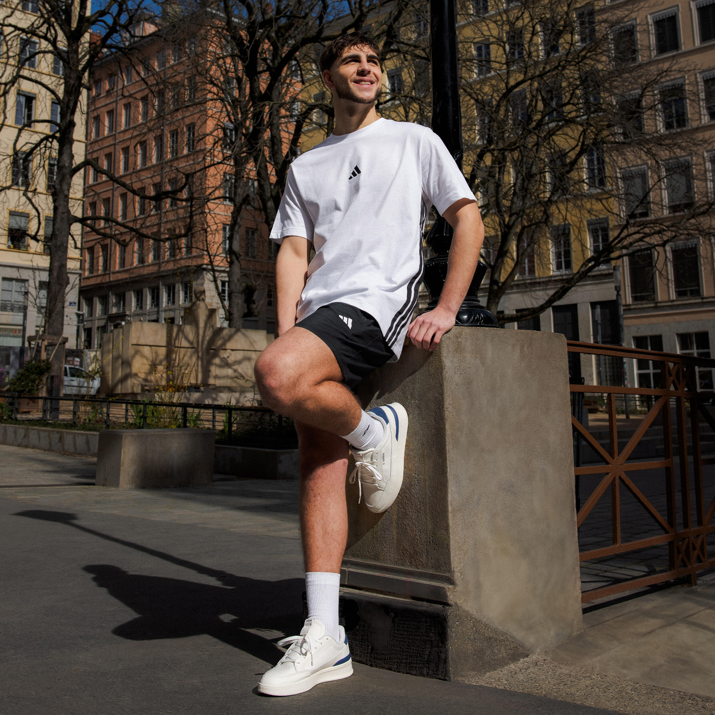Fitness T-shirt voor heren wit 7/8