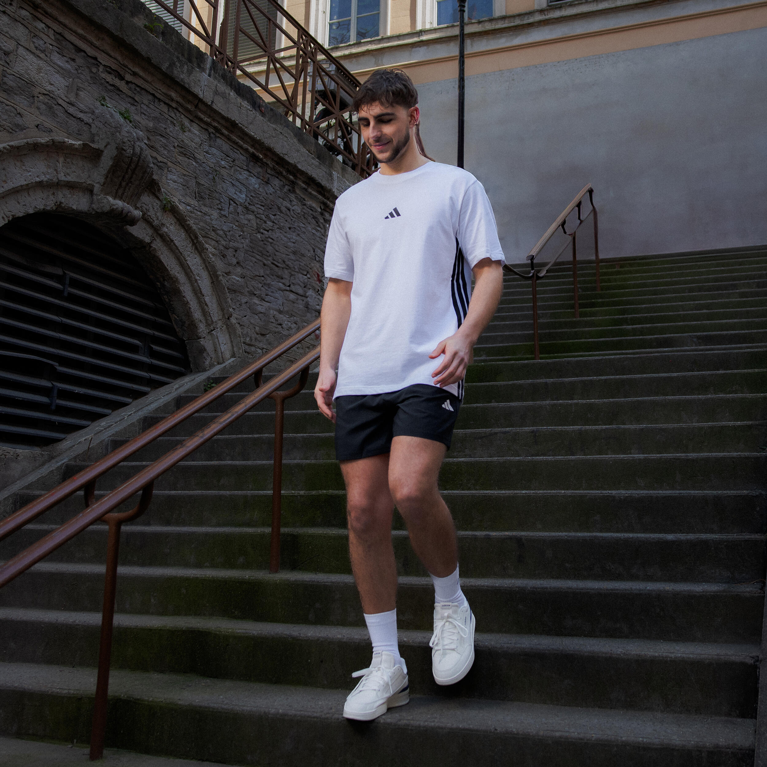 Fitness T-shirt voor heren wit 6/8