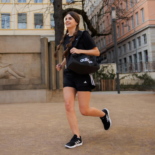 Short de fitness 2 en 1 femme, noir